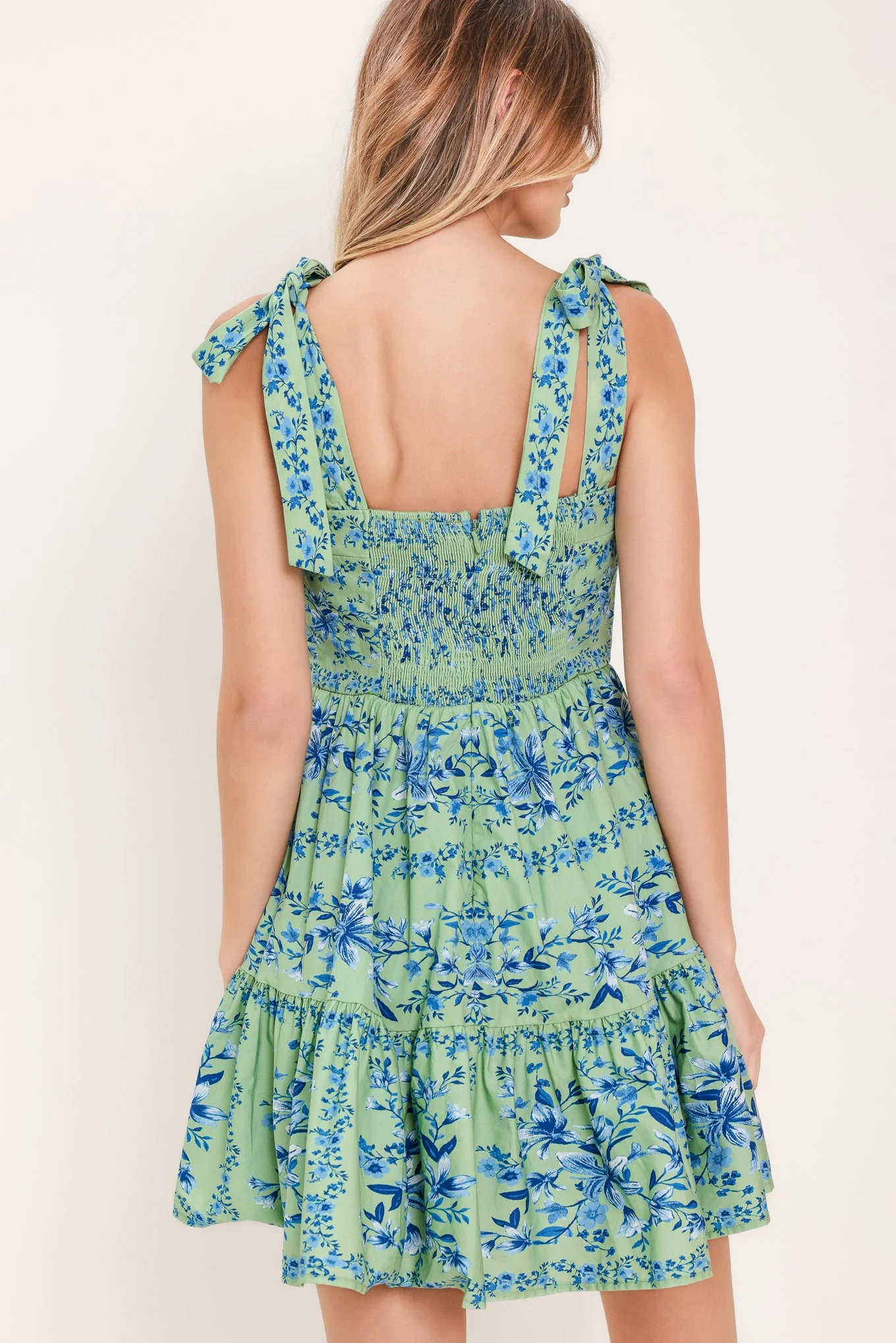 Mint Blossom Babydoll Woven Mini Dress - Image 7