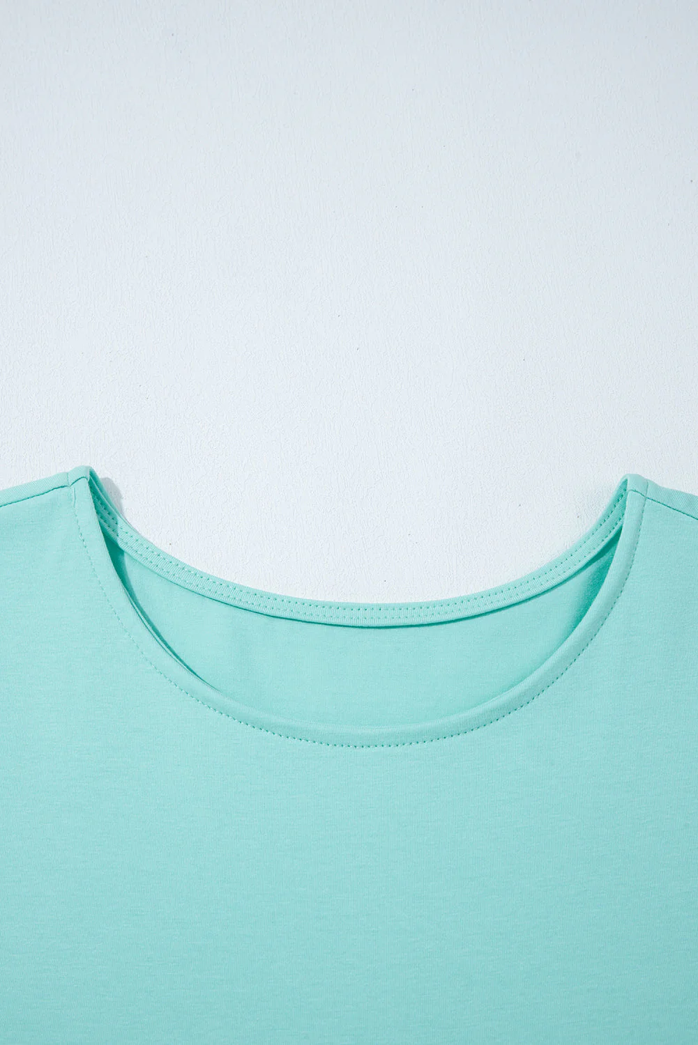 Mint Green Frilled Trim Crew Neck Loose Fit Mini Dress - Image 7