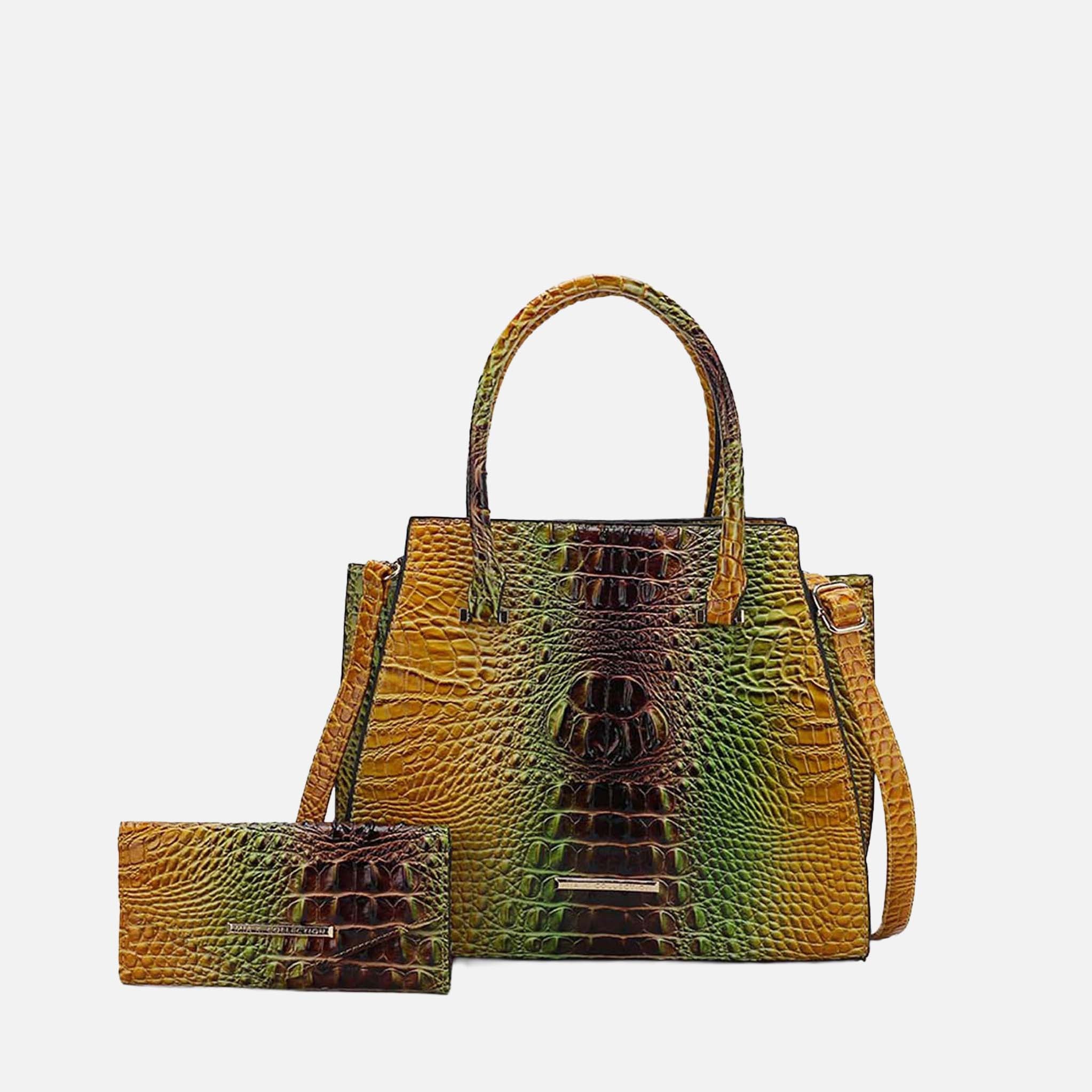 Miriam Croc Tote Bag and Set - Image 2