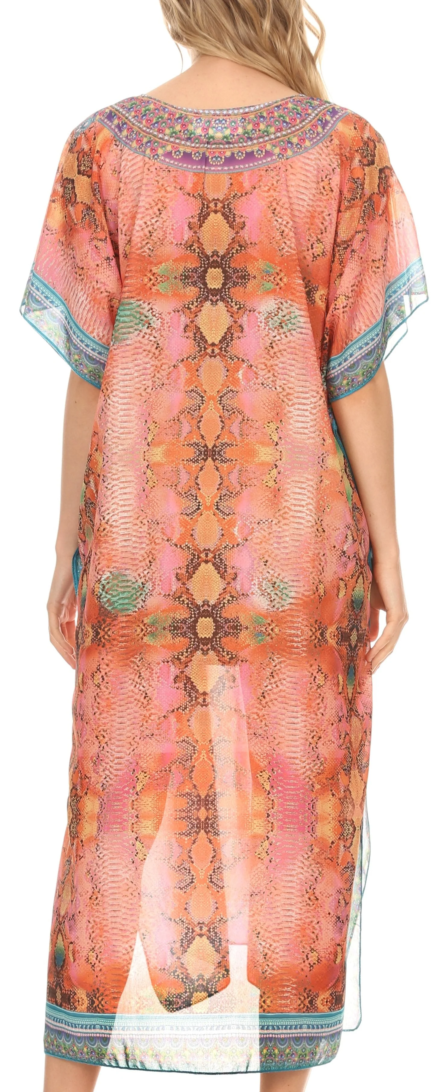 MKY Astryd Women's Flowy Maxi Long Caftan Dress Cover Up with Rhinestone - Image 17