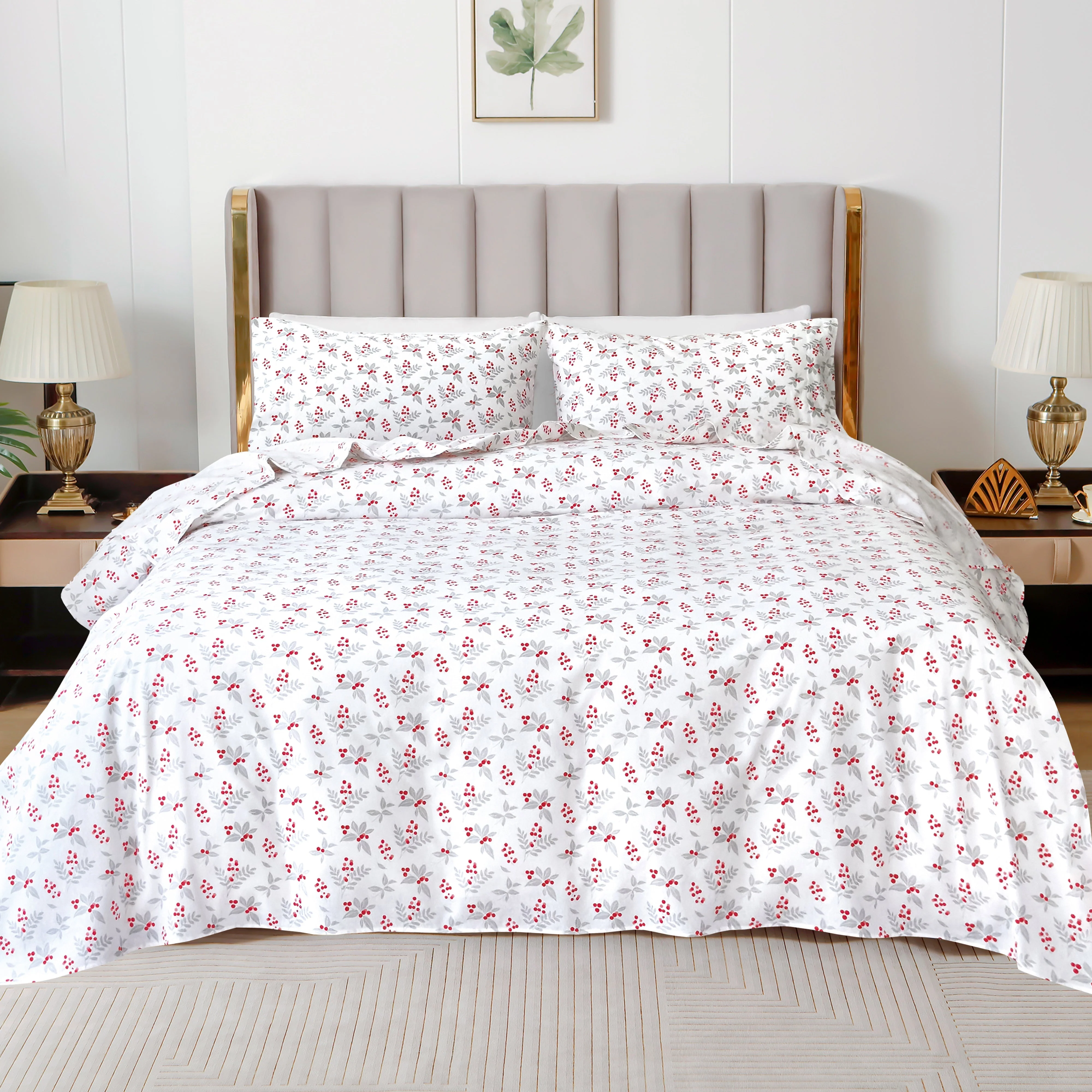 Mocassi 4-Piece Holiday Cotton Flannel Sheet Set - 100% Turkish Cotton - Image 8