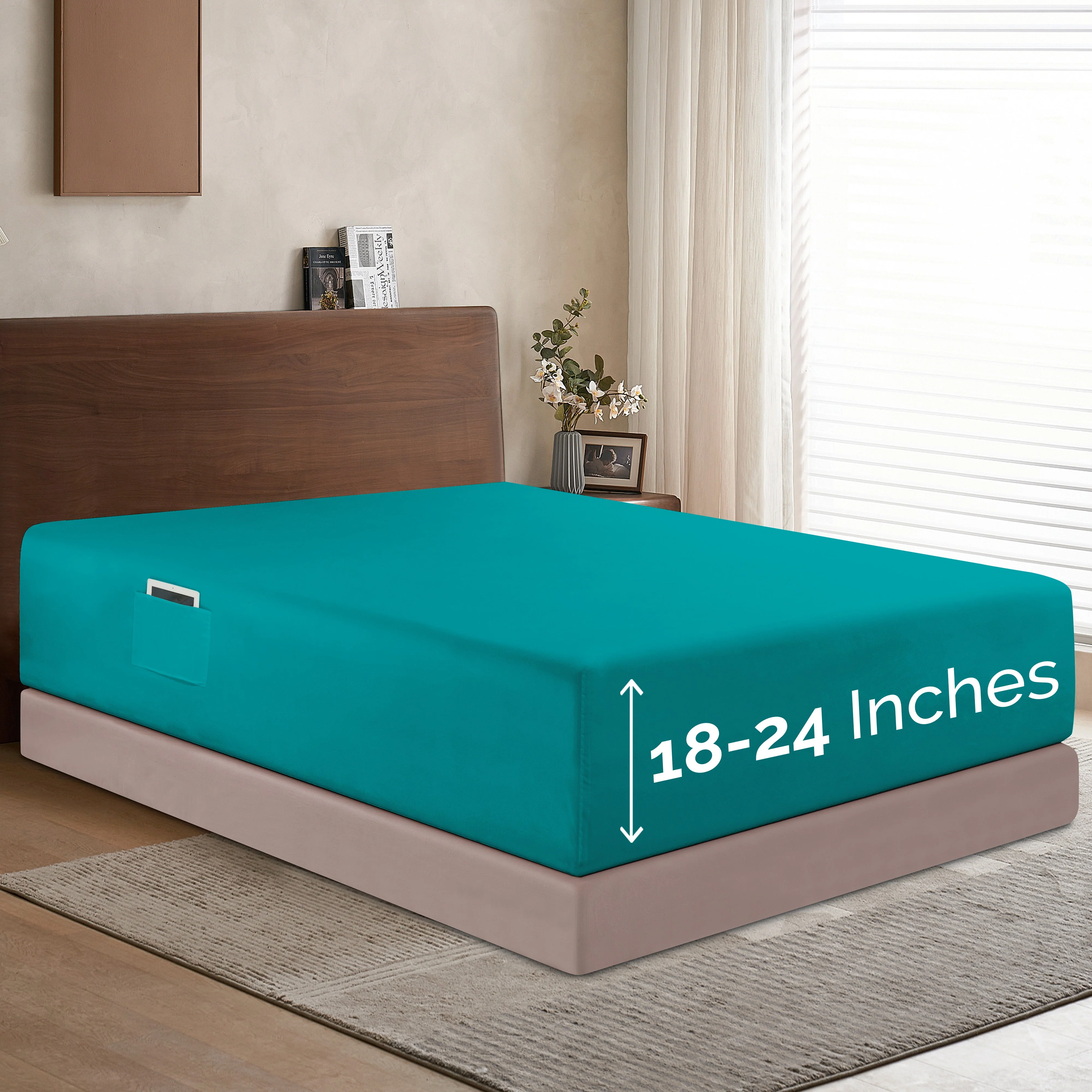 Mocassi Extra Deep Pocket 18"-24" Single Fitted Sheet for High Mattress, Moody Shades - Image 13