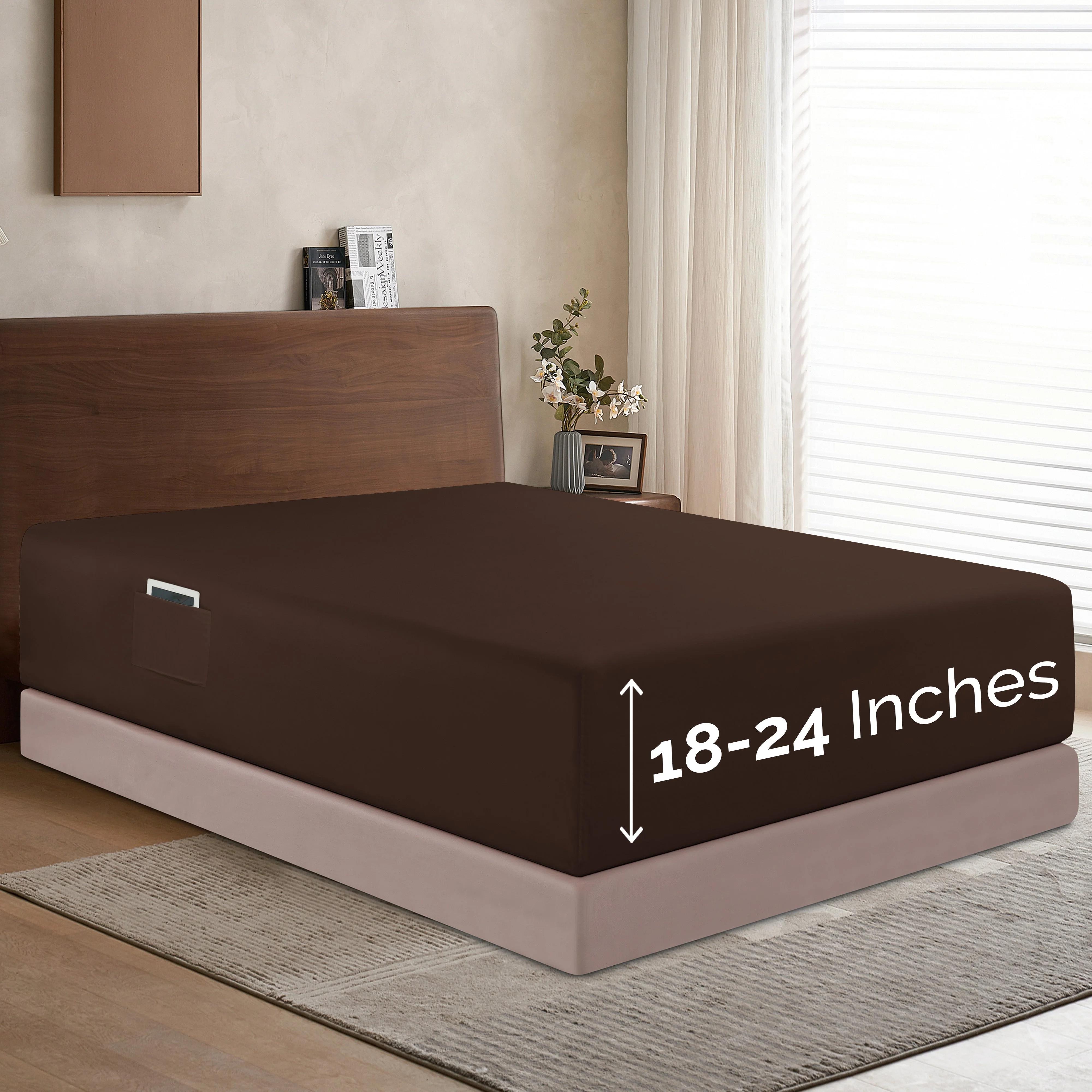 Mocassi Extra Deep Pocket 18"-24" Single Fitted Sheet for High Mattress, Moody Shades - Image 2