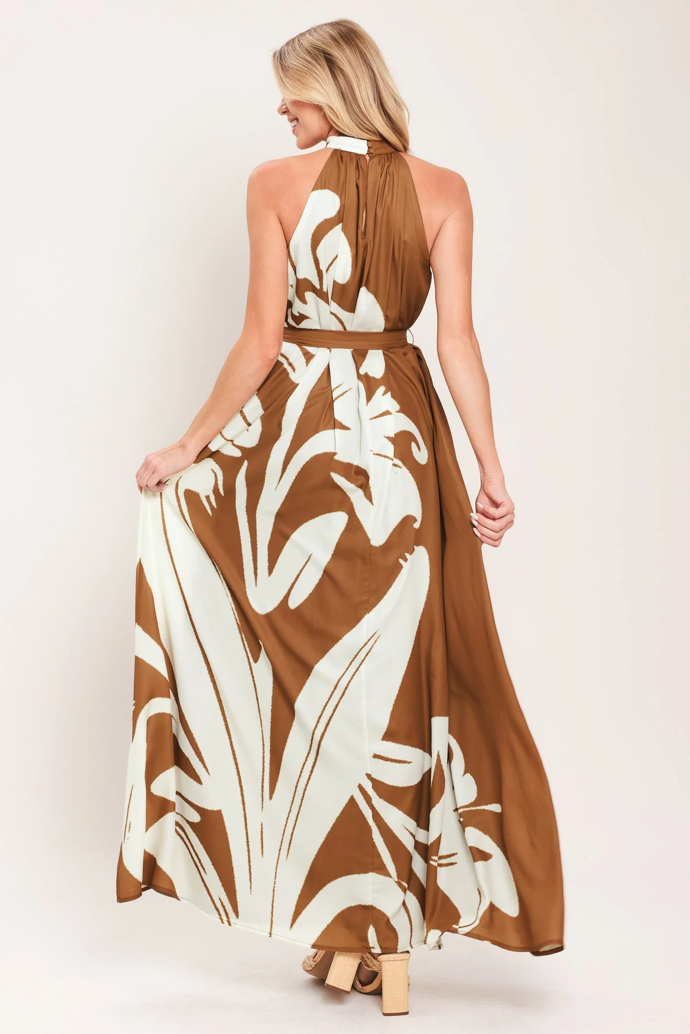 Mocha Serenity Woven Maxi Dress - Image 8