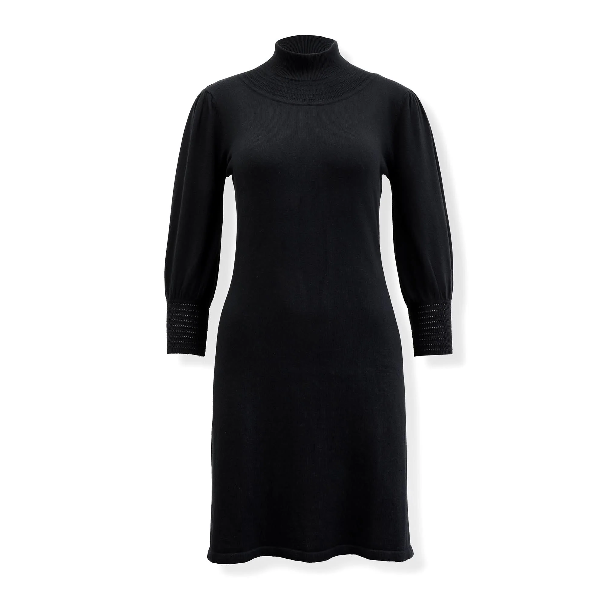 Mock Neck Puff Sleeve Sweater Dress - Image 5