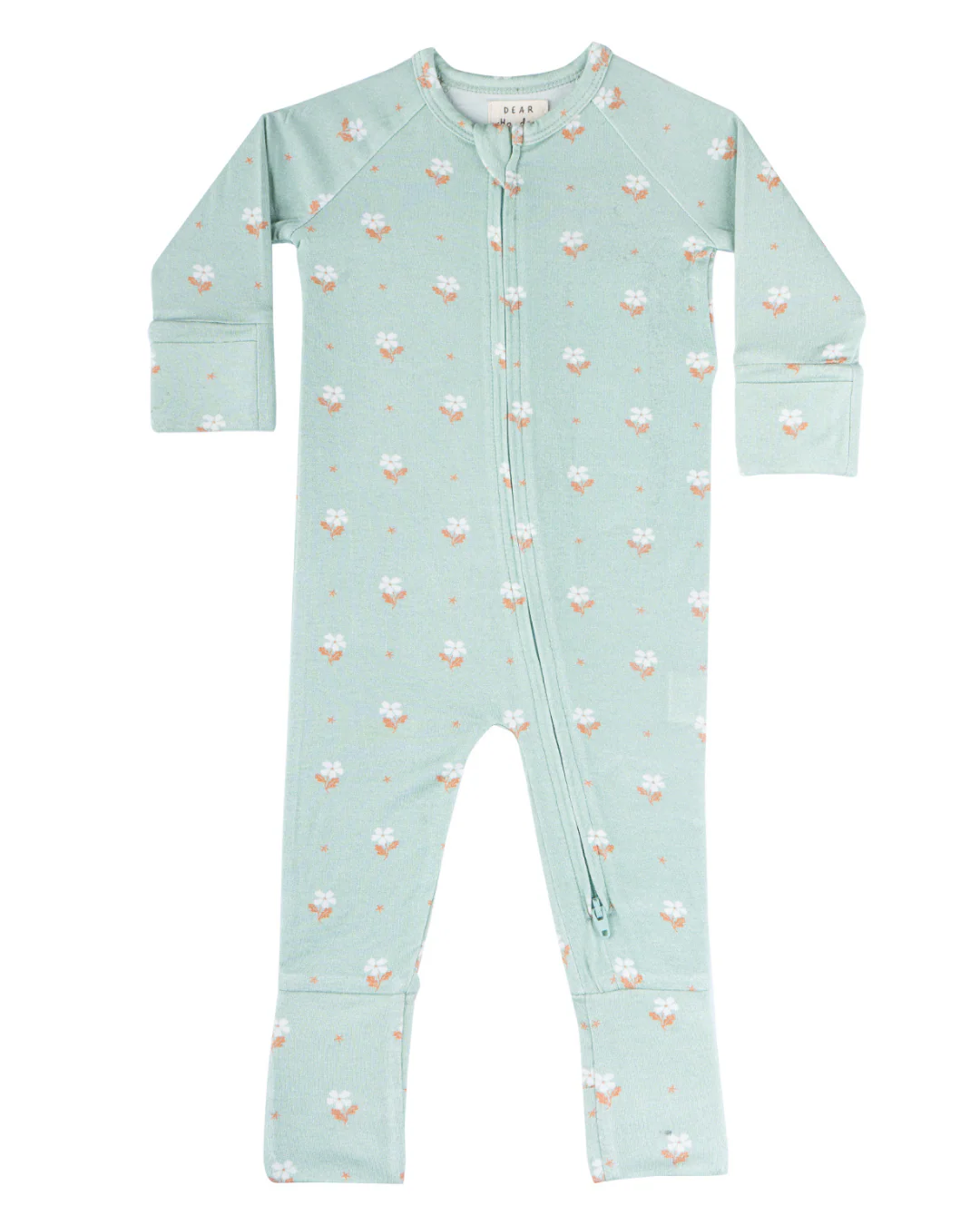 Modal Convertible Footy Pajamas in Seafoam Floral - Image 3