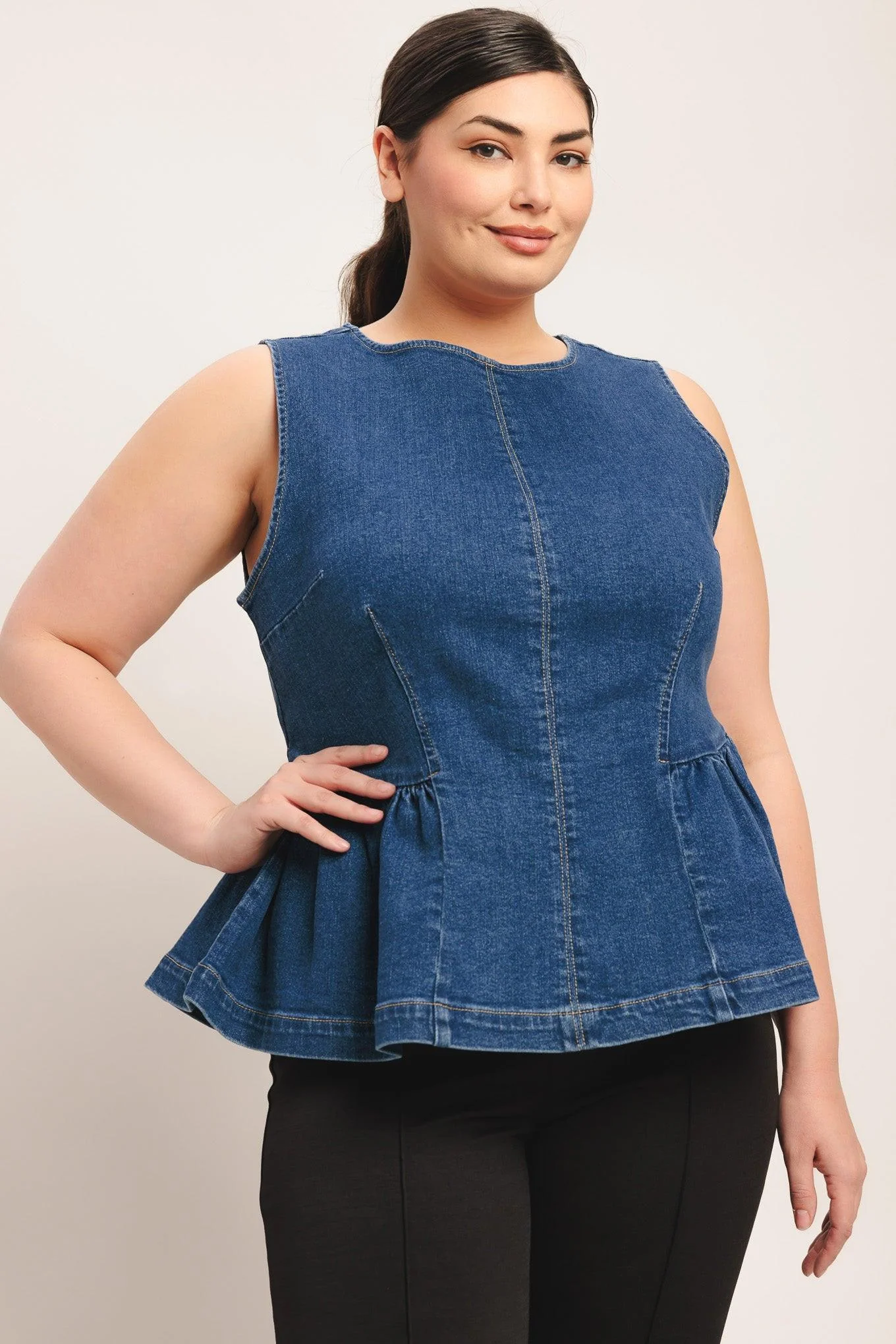 Modern Flounce Denim Top - Image 7