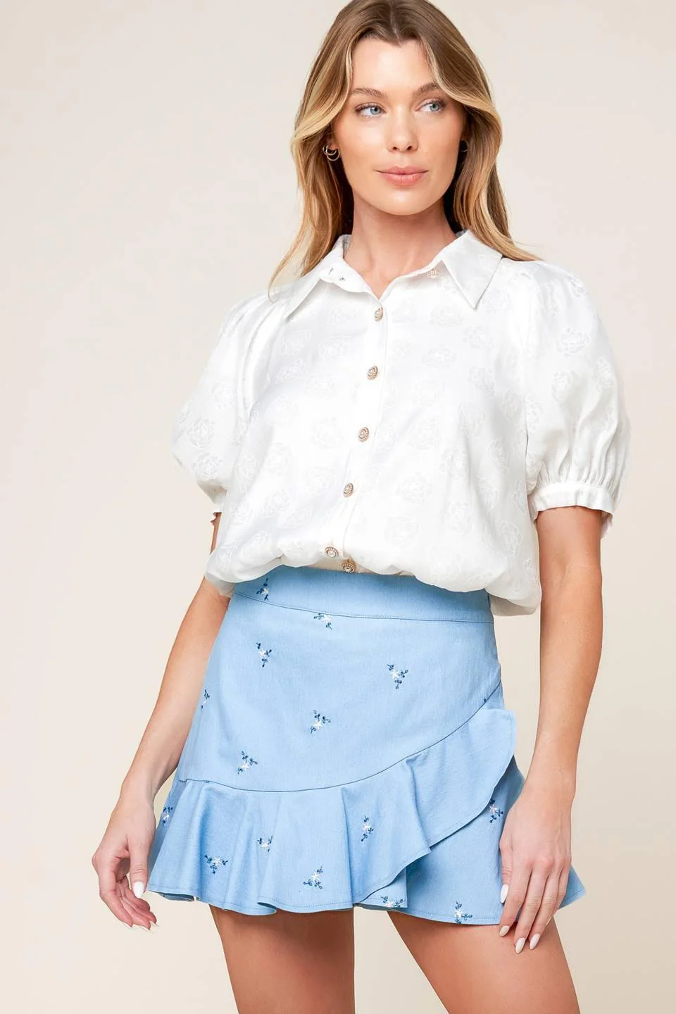 Moment of Clarity Light Indigo Woven Skort - Image 3