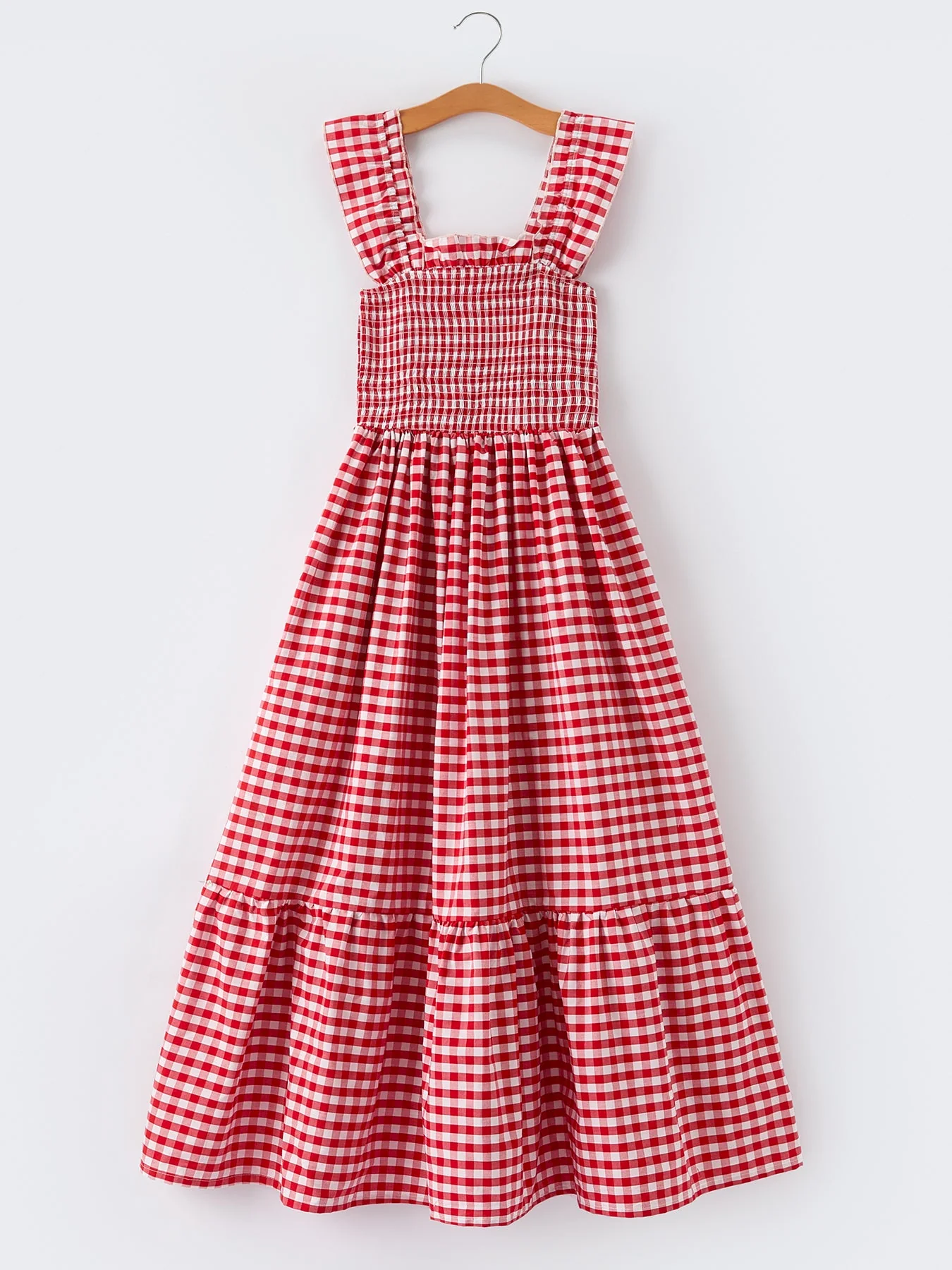 Mommy & Me Adult Dress – Red Plaid Sleeveless Outfit for Party - Image 2