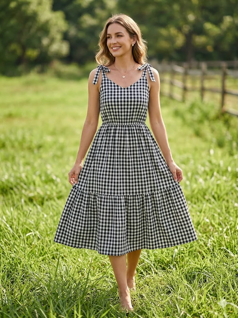 Mommy & Me Adult Plaid Smocked Dress - Image 3