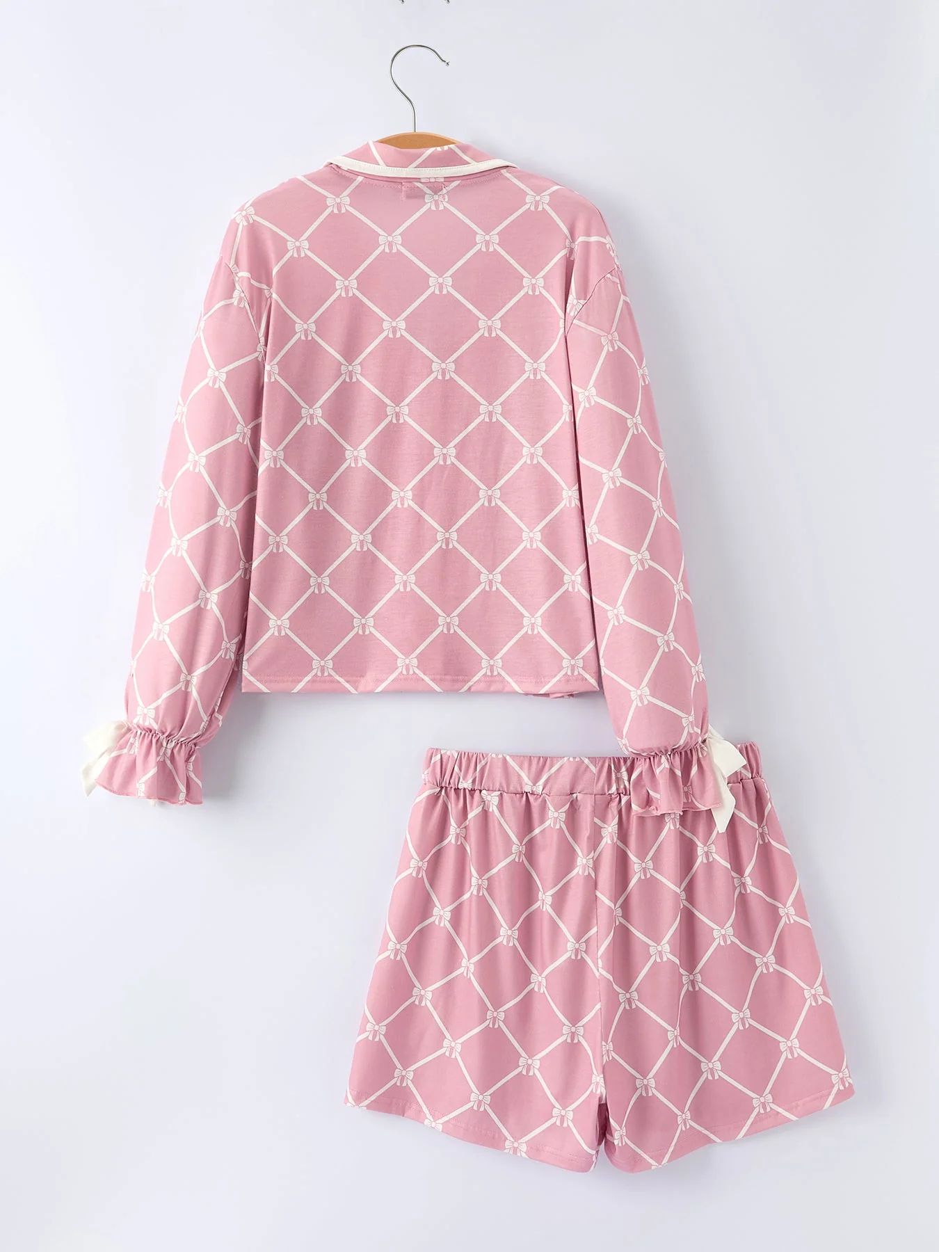 Mommy & me Autumn Check Bow Girls Lapel Pajamas - Image 13
