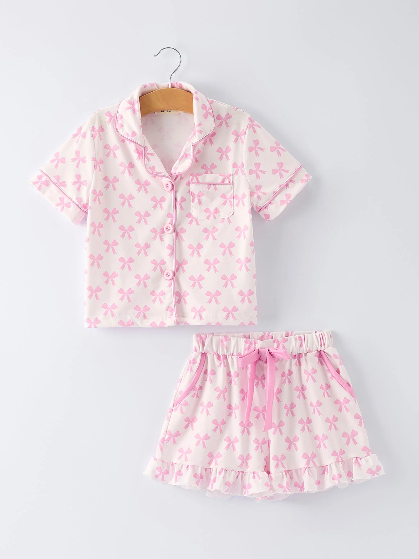 Mommy & Me Pink Bow Print Ruffle Pajama Set - Image 3