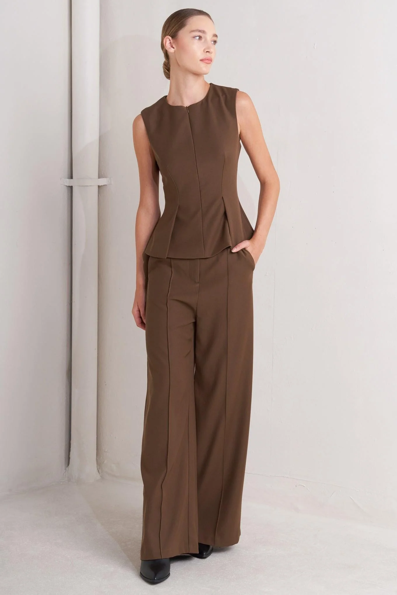 Monday Flow Brown Woven Top - Image 5
