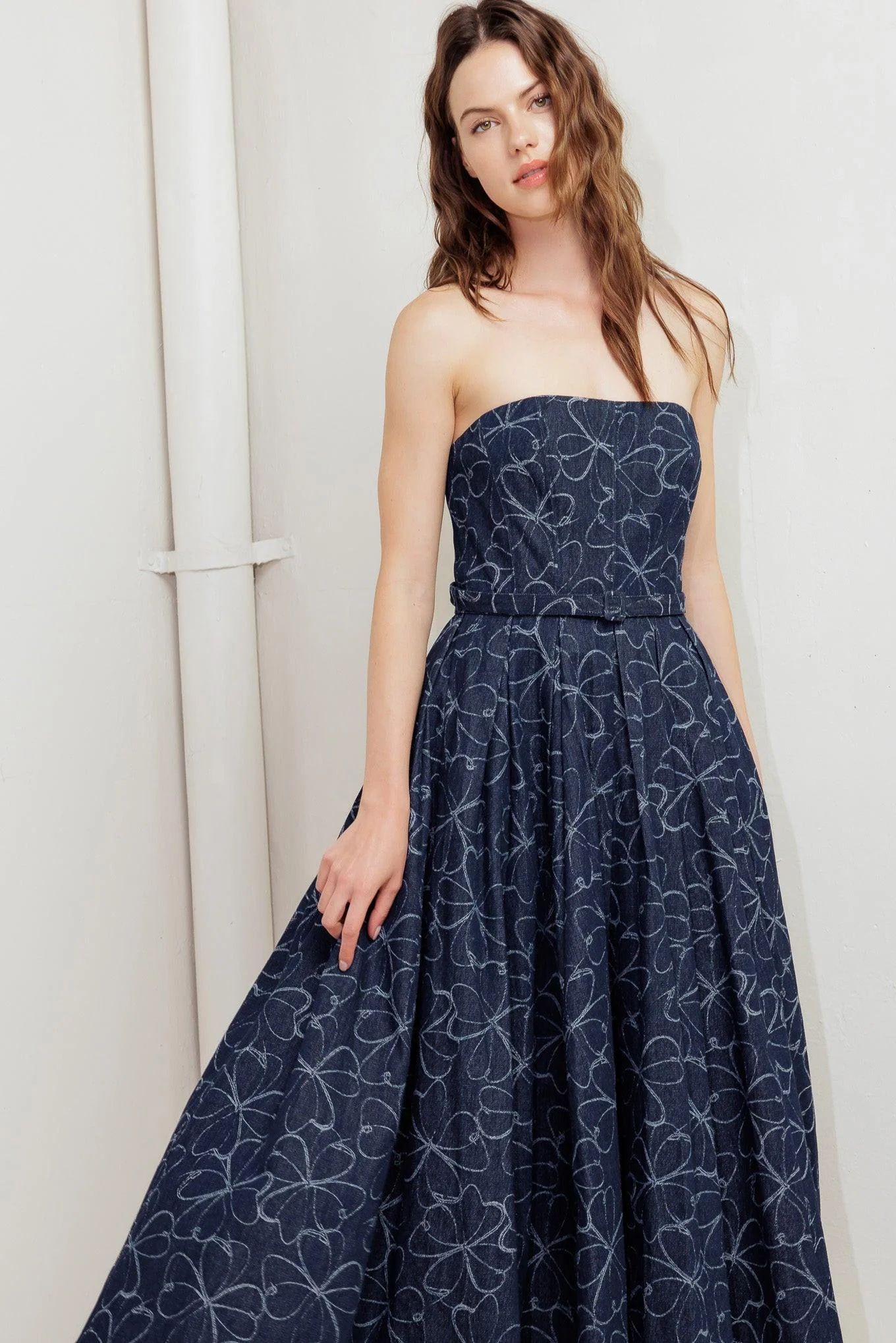 Moondust Garden Denim Midi Dress - Image 5