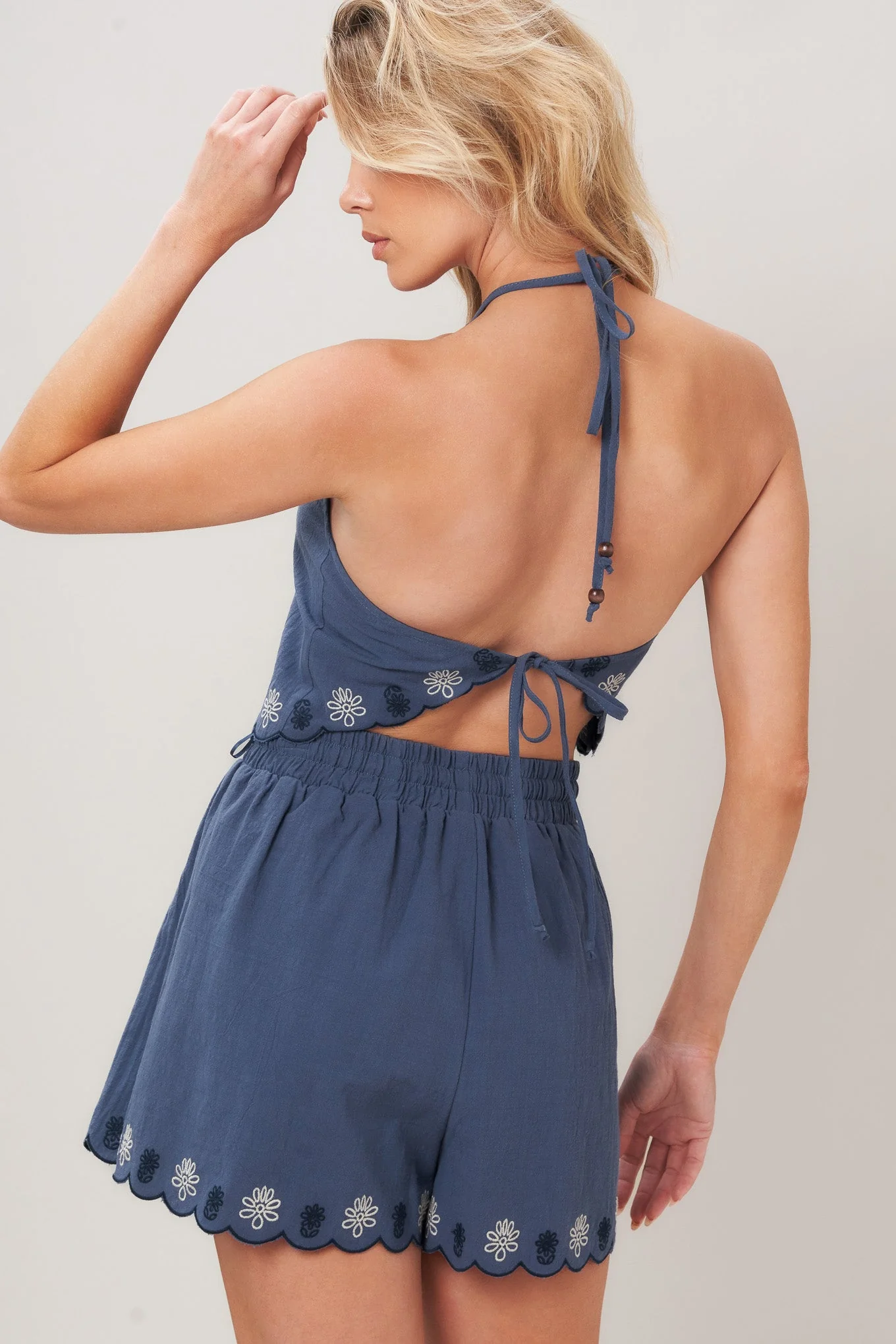 Moonlit Flora Woven Scarf Top and Short Set - Image 2