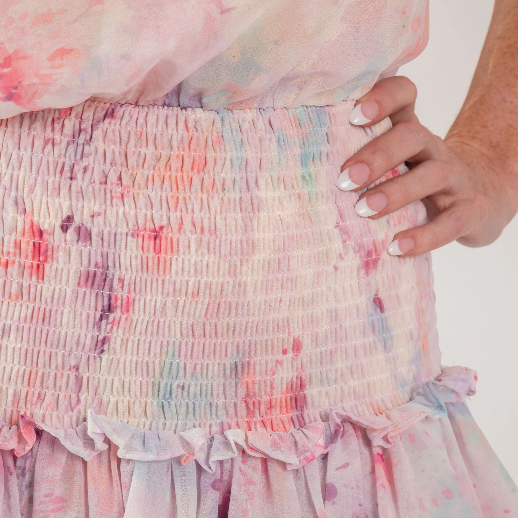 Multi Color Ruffle Smocked Mini Dress - Image 6