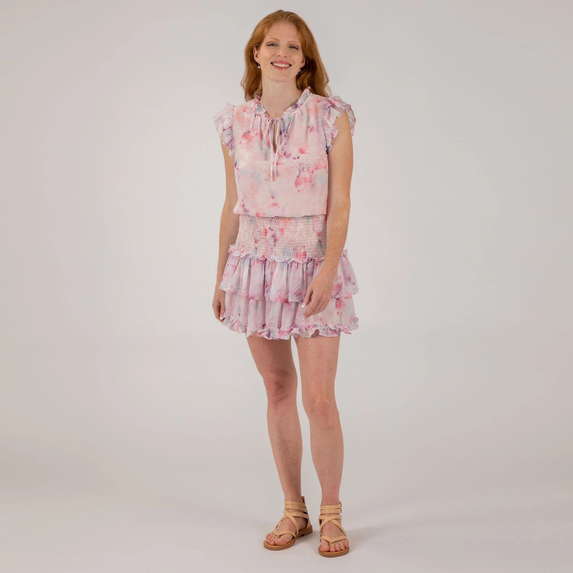 Multi Color Ruffle Smocked Mini Dress - Image 7