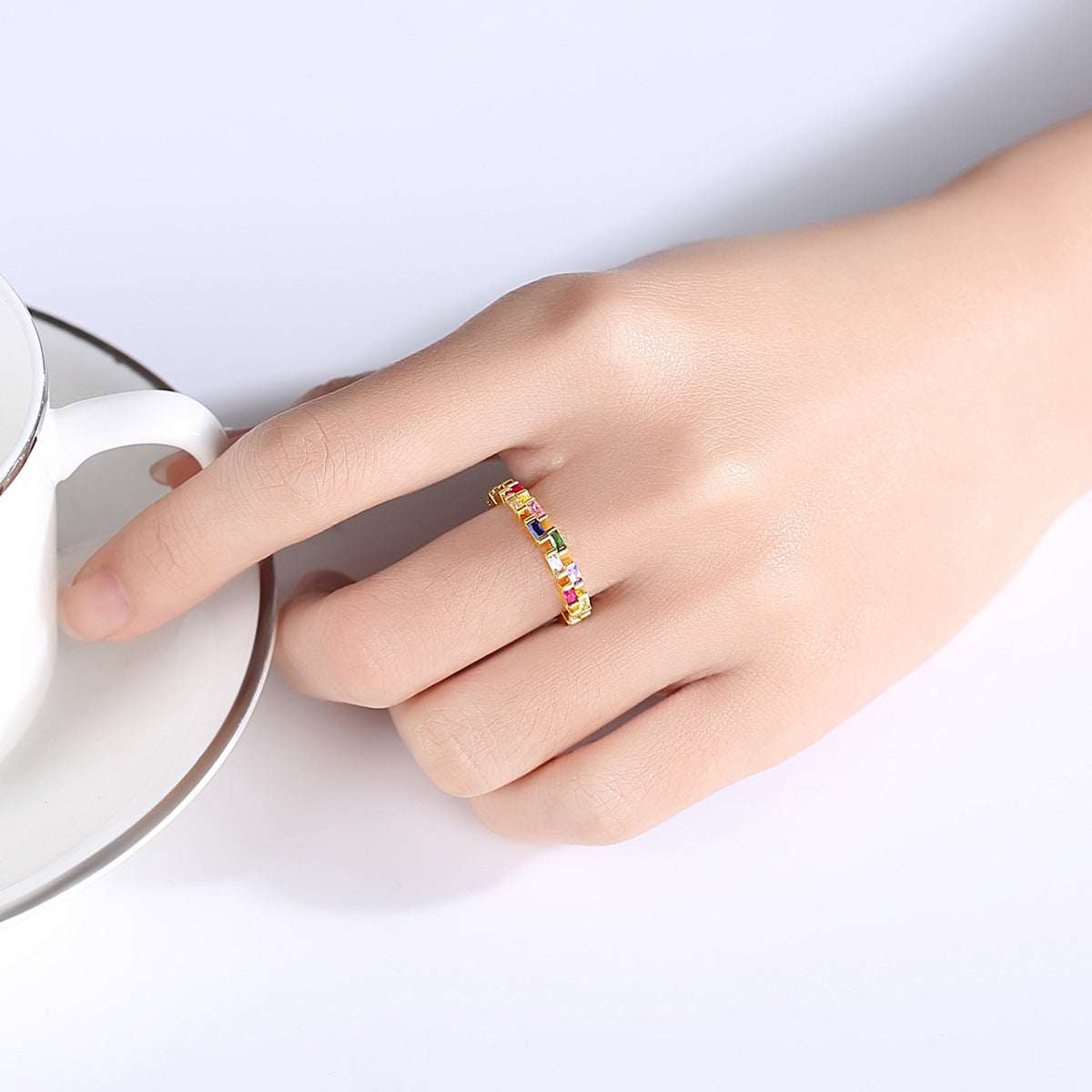 Multicolor Crystal & Goldtone Bricks Band - Image 3