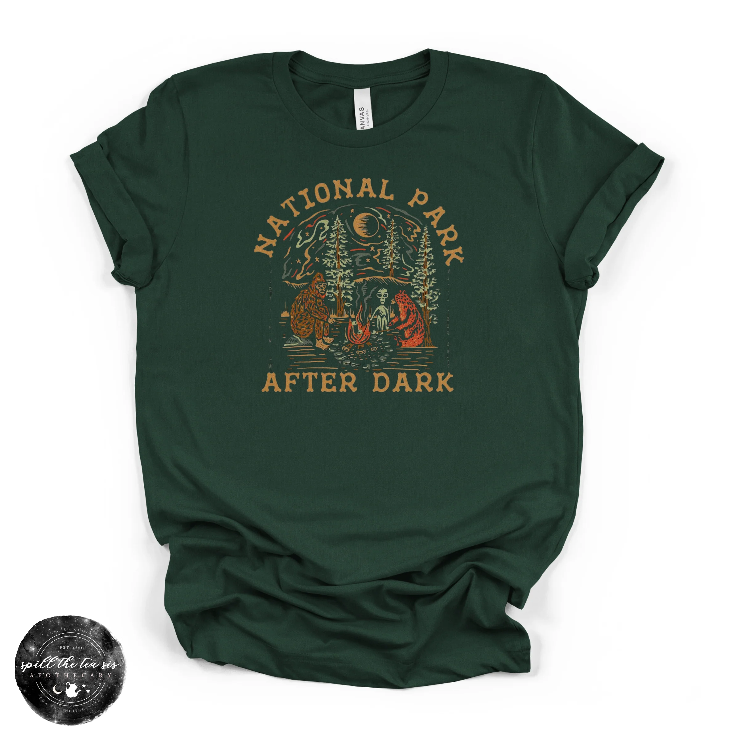 National Park After Dark Cryptid Tee | Bigfoot  Graphic T-Shirt - Image 3