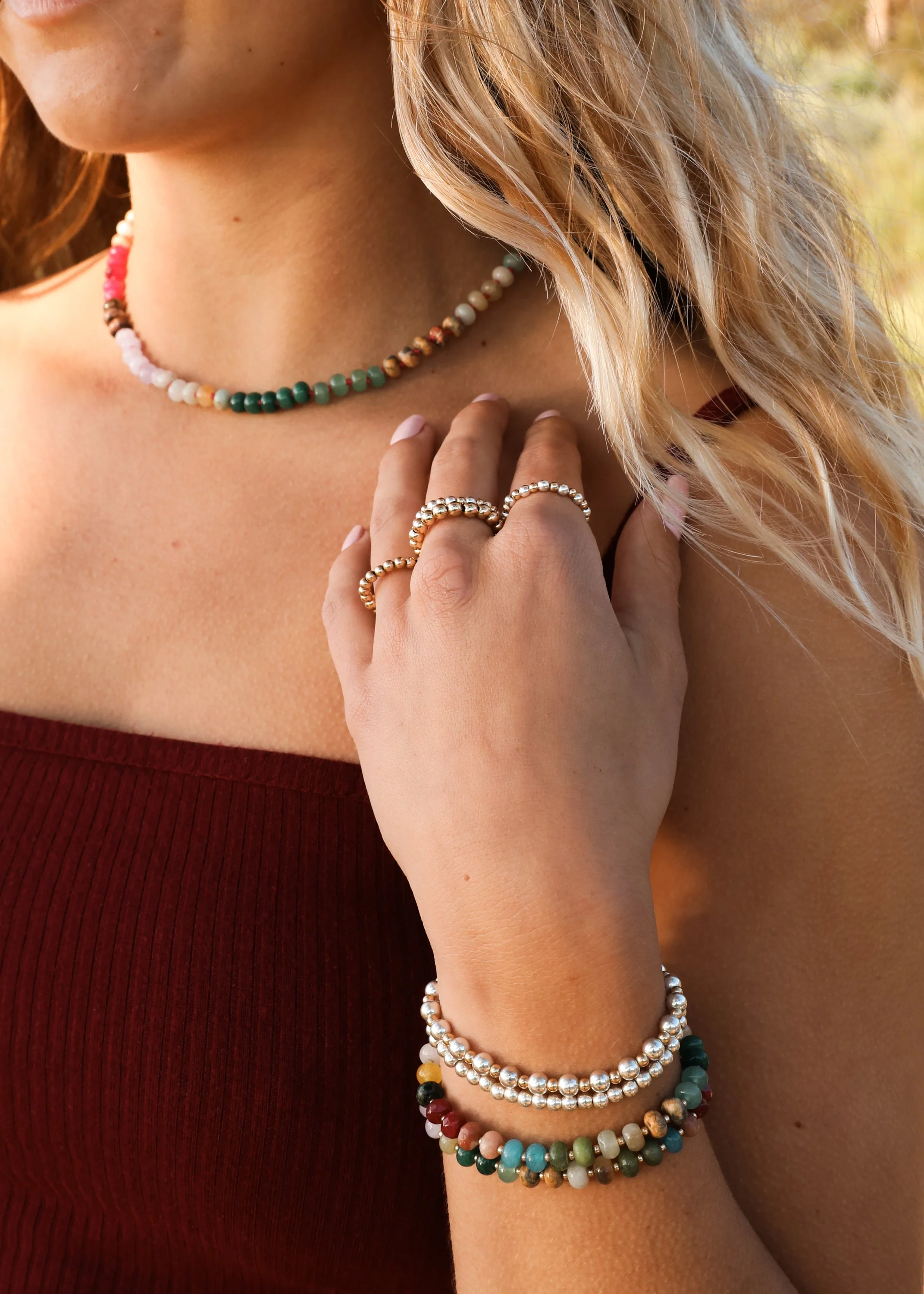 Natural Gemstone Necklace + 14k Gold Filled Toggle : Gold Rush - Image 4