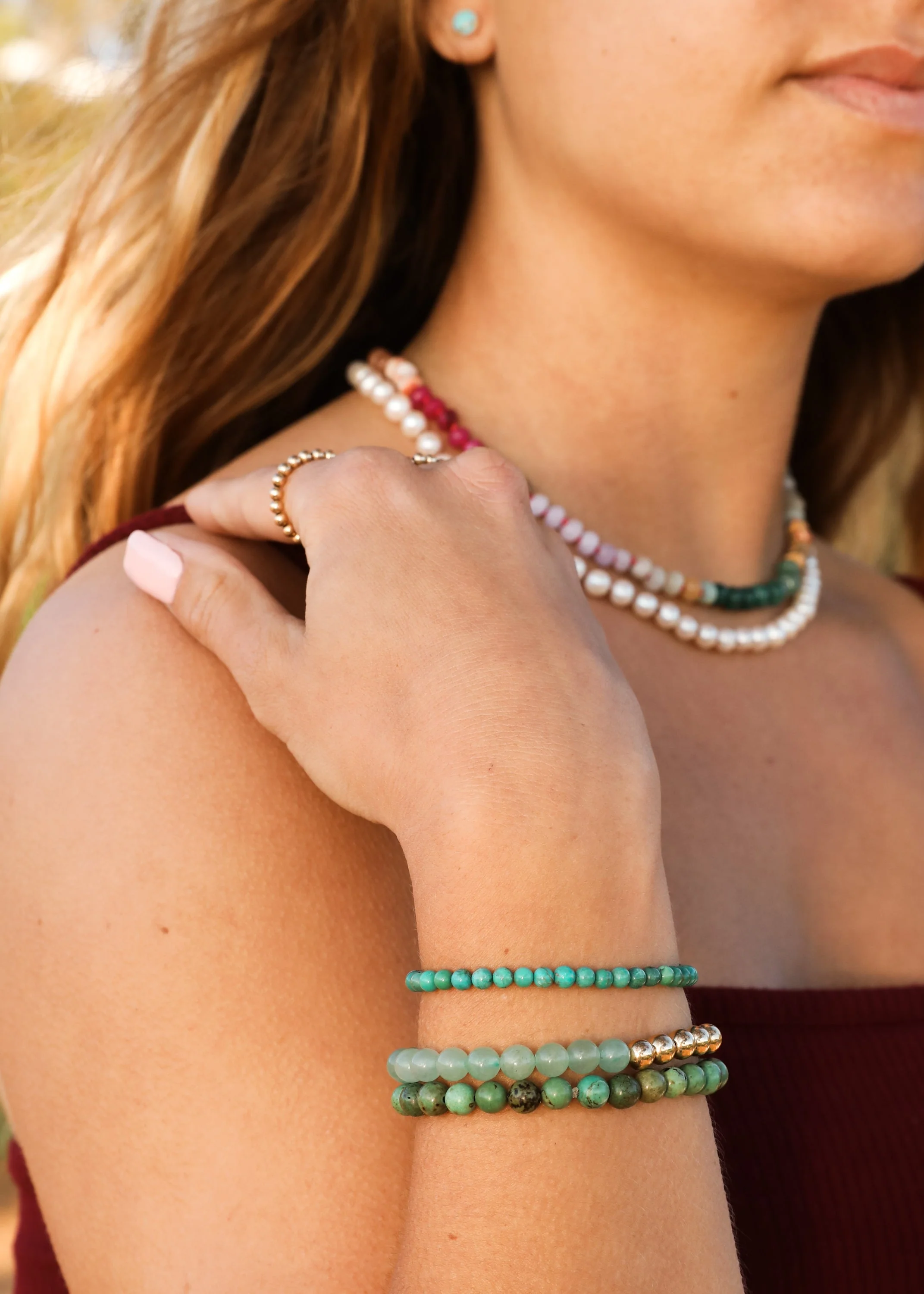 Natural Gemstone Necklace + 14k Gold Filled Toggle : Sedona - Image 5