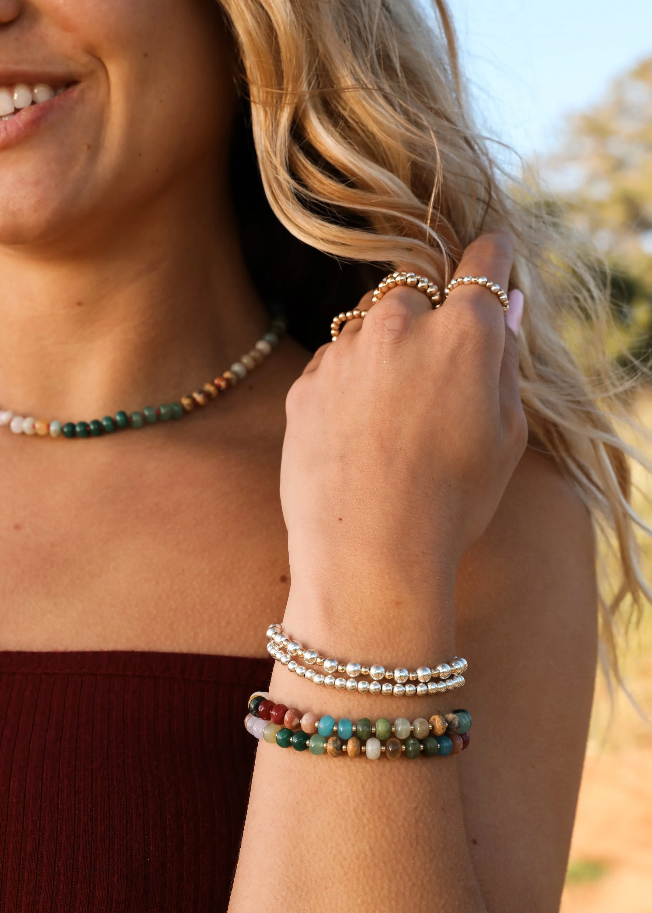 Natural Gemstone Necklace + 14k Gold Filled Toggle : Sedona - Image 6
