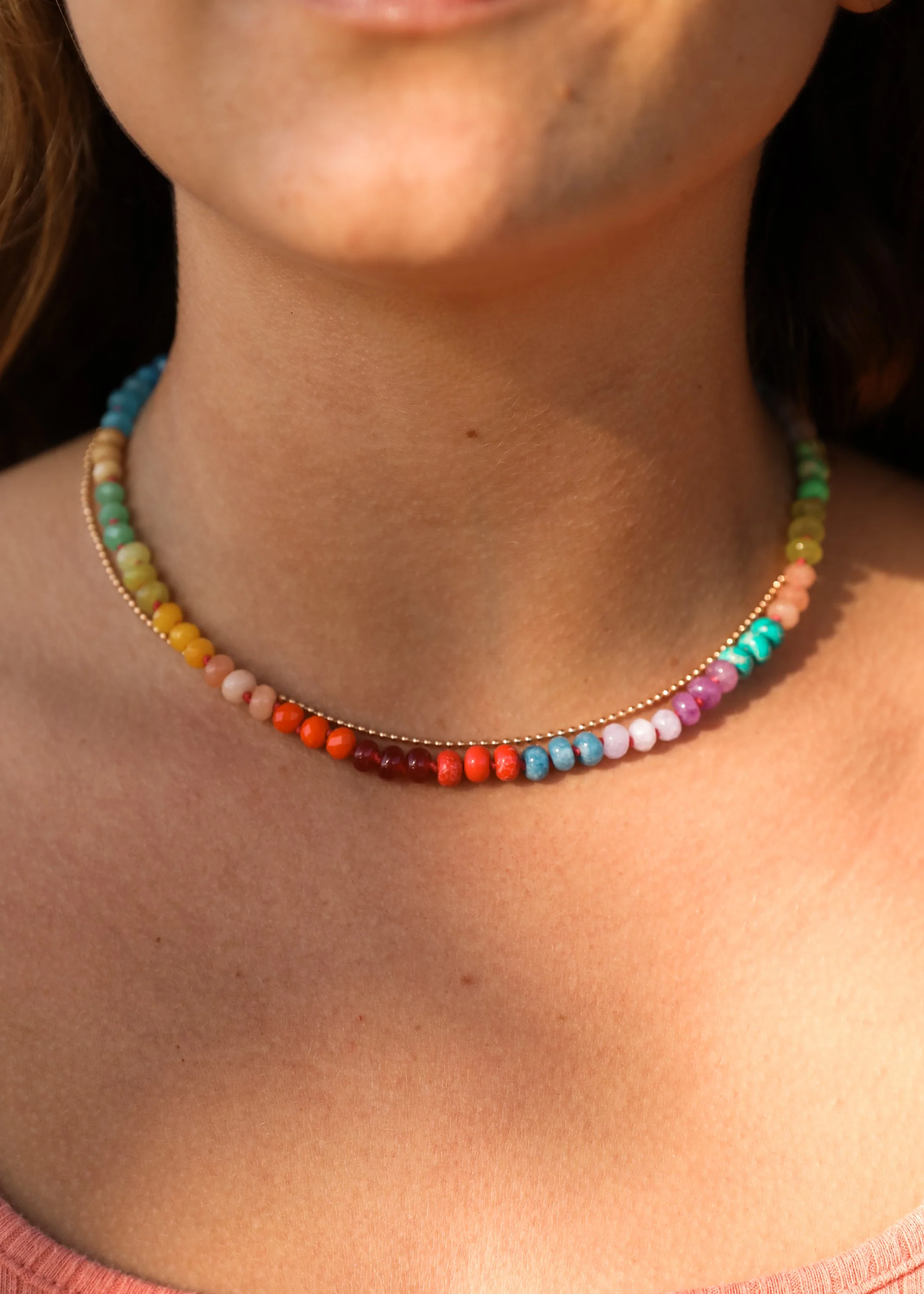 Natural Gemstone Necklace + 14k Gold Filled Toggle : Skyline - Image 7
