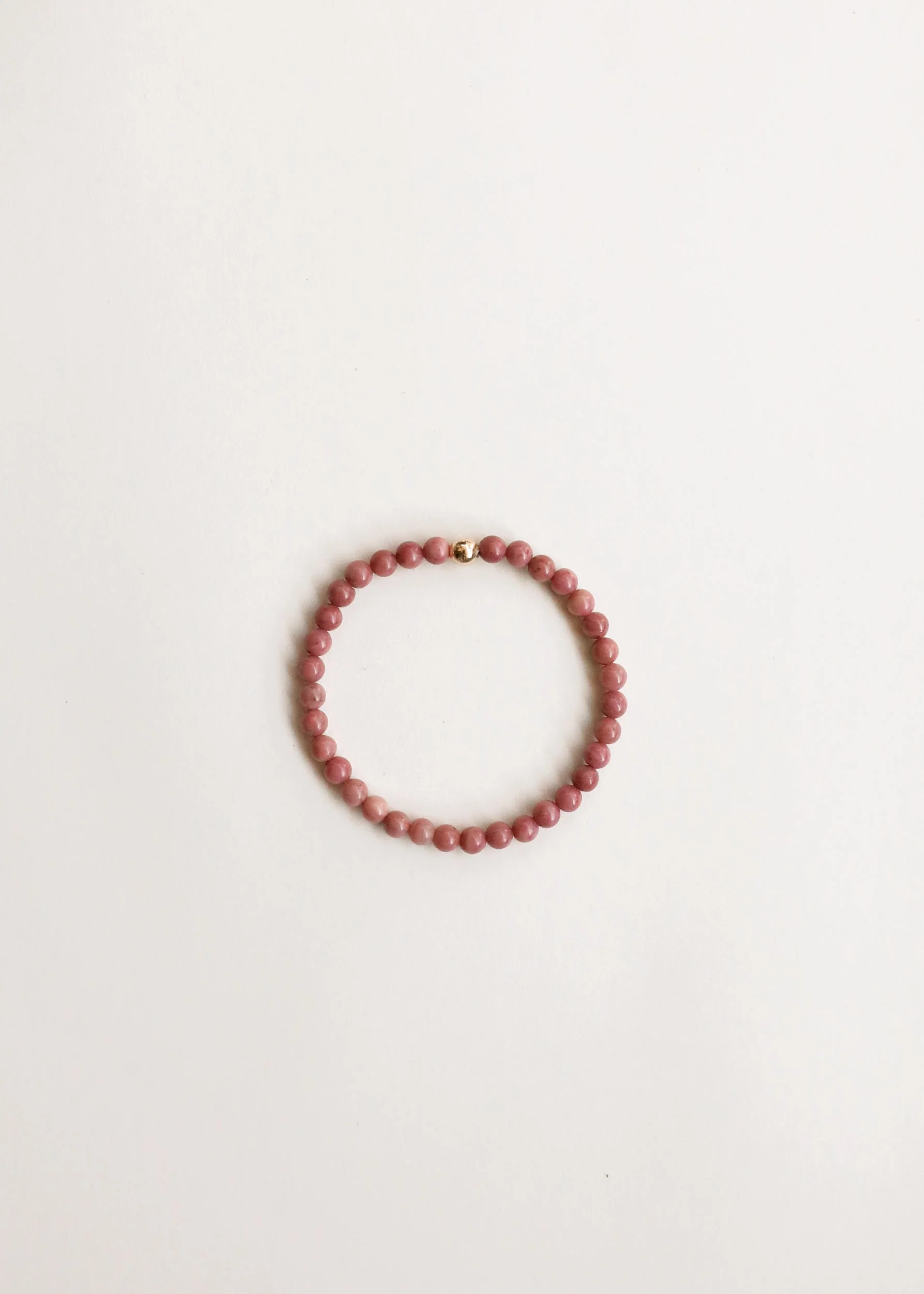 Natural Pink Rhodonite + 14k Gold Filled || Stretch Bracelet