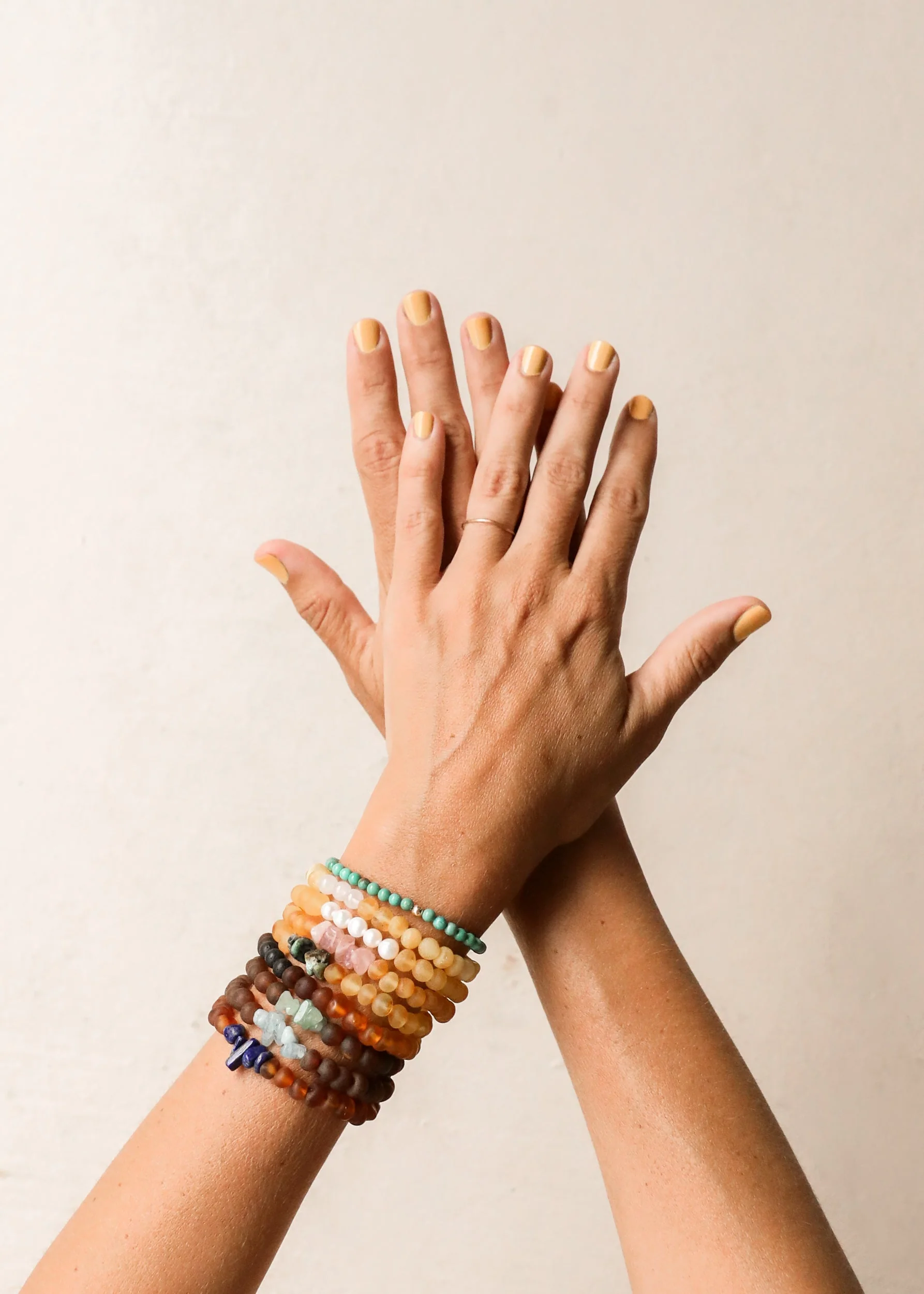 Natural Pink Rhodonite + 14k Gold Filled || Stretch Bracelet - Image 4