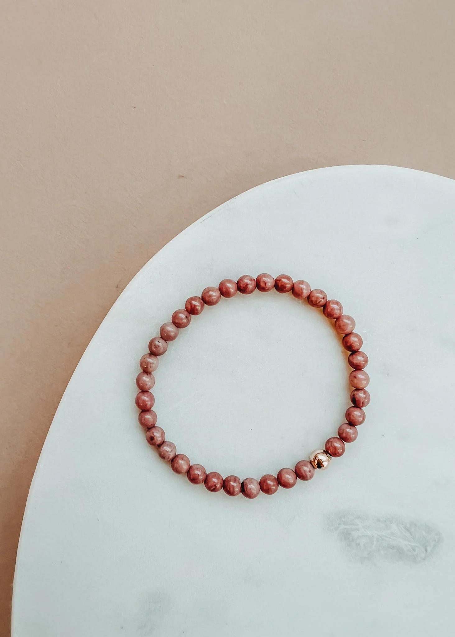 Natural Pink Rhodonite + 14k Gold Filled || Stretch Bracelet - Image 6