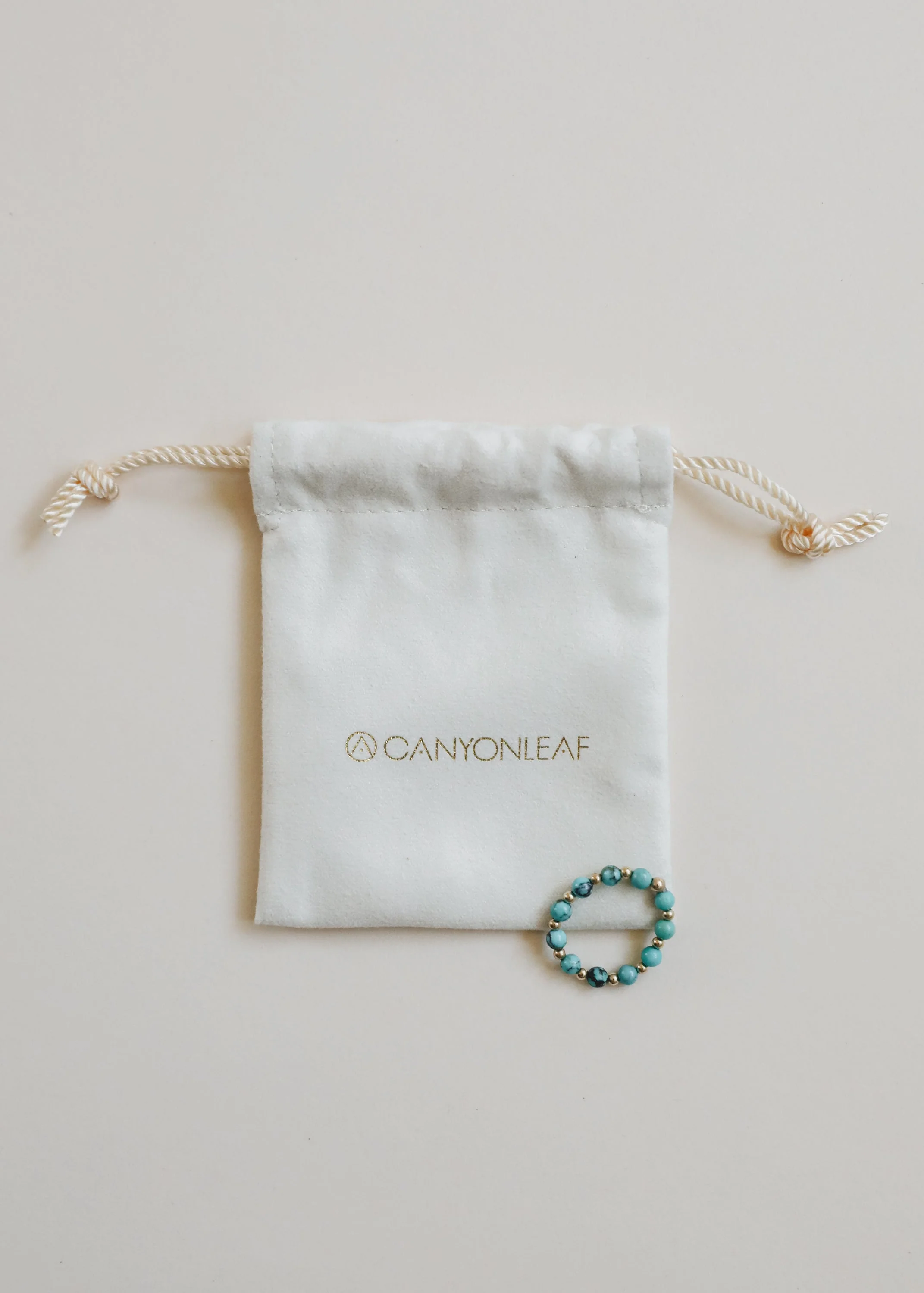 Natural Turquoise + 14k Gold Filled Sun || Stretch Ring