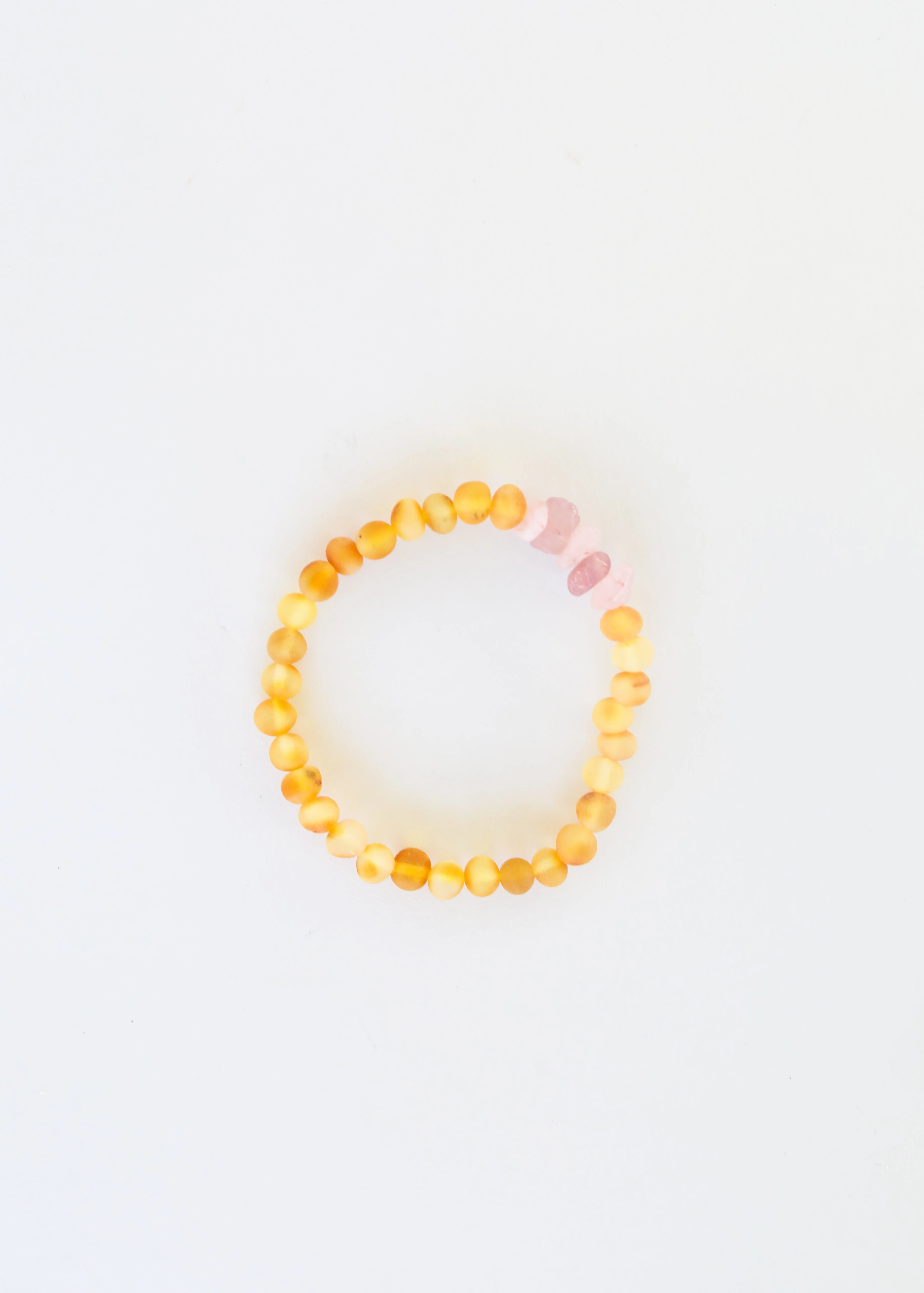 Natural Turquoise + Ombre + Raw Amber with Rose Quartz || Adult Bracelet Set - Image 4