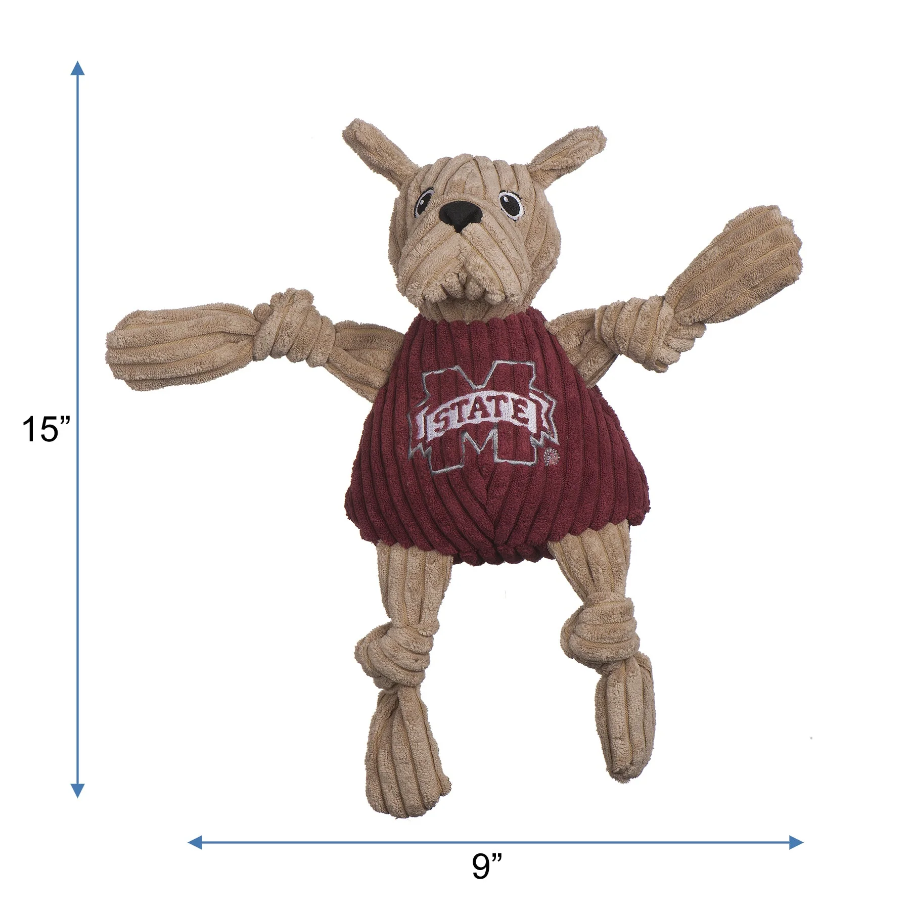 NCAA Mississippi State University, Bully the Bulldog Knottie® Plush Dog Toy - Image 3