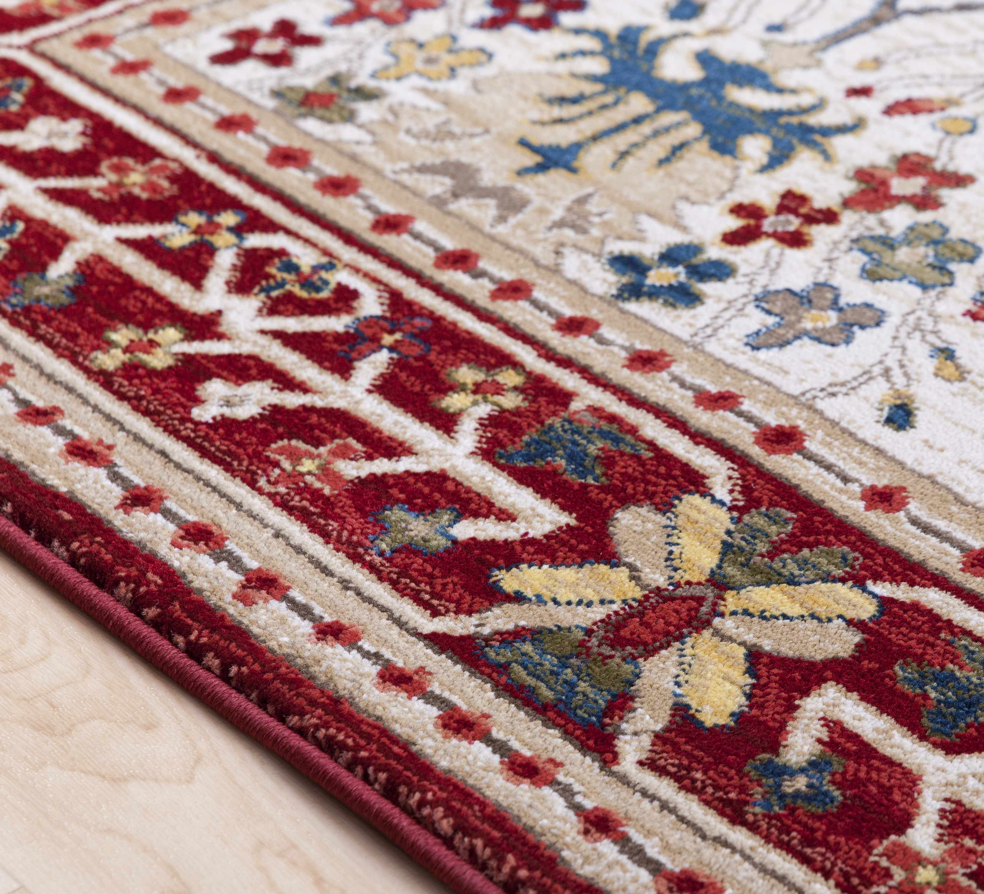 Neola White/Red Damask Area Rug - Image 8