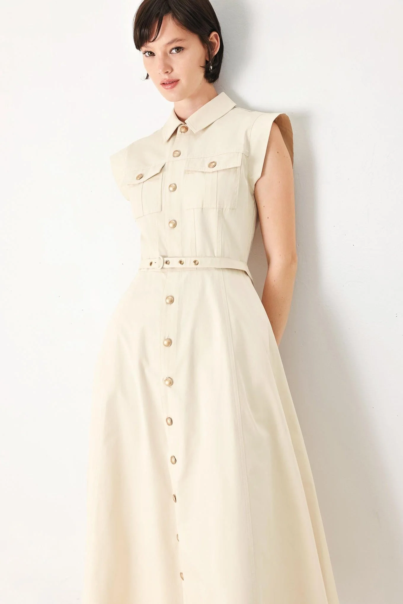 Neutral Command Woven Shirt Dress - Image 6