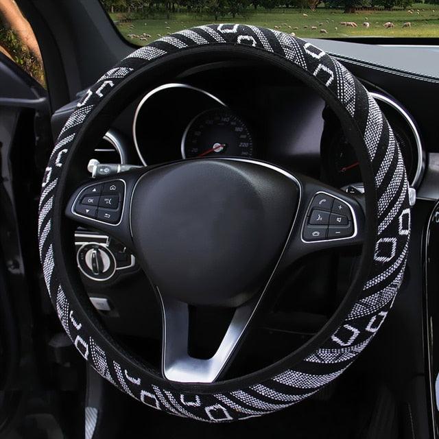 New Baja Blanket Car Steering Wheel Cover Linen Universal Elastic Flax Stripe Cool Interior Car Steering Wheel Cover Ethnic Style Car Accessories Steering Wheel Covers with Cloth for Women Breathable Anti Skid Better Grips Steering Wheel Cover Women - Image 2