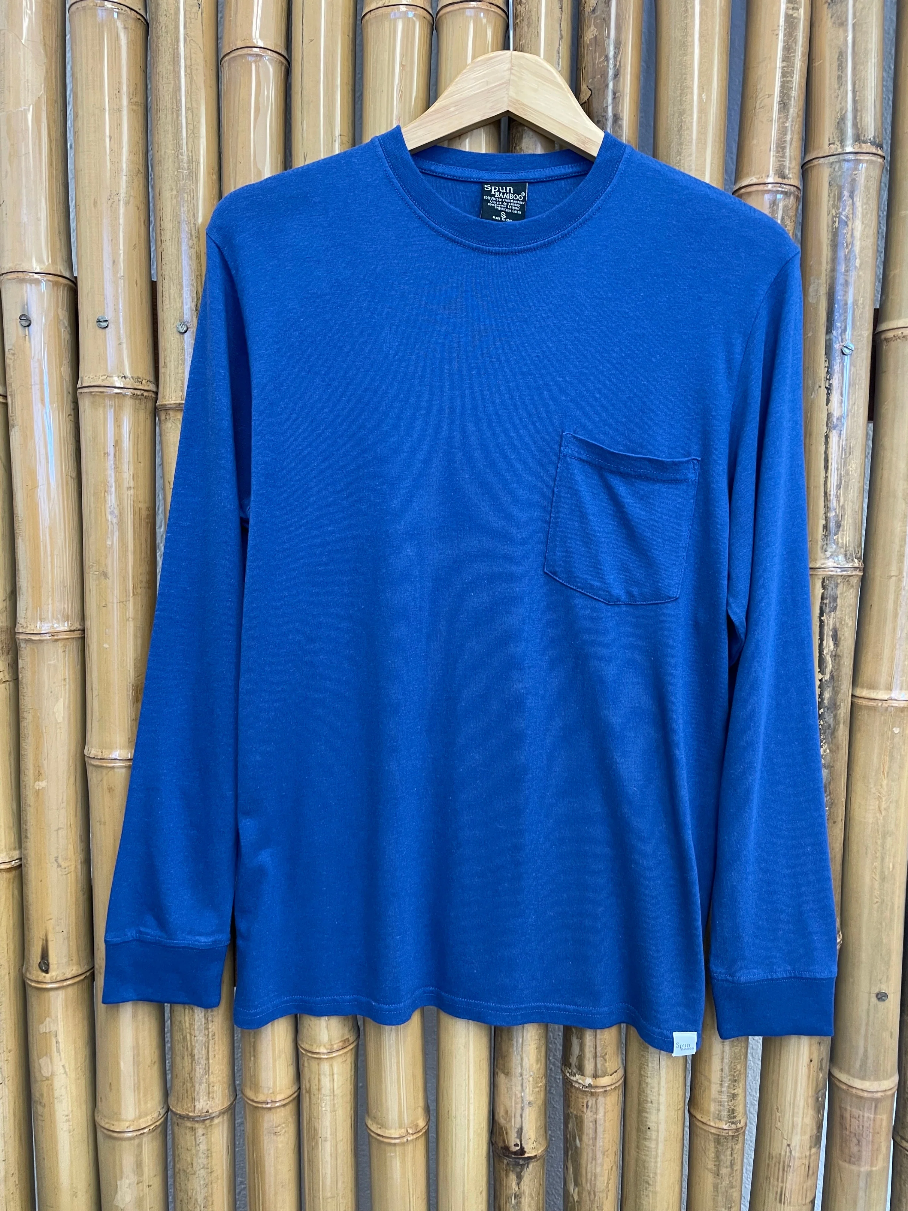 New Men's Bamboo Viscose/Organic Cotton Long Sleeve T-Shirt with Pocket - Image 2