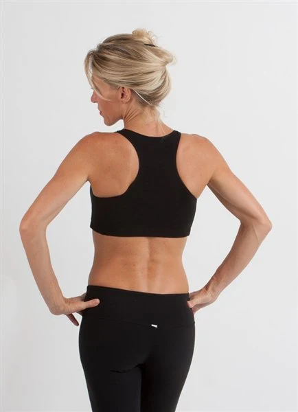 New Women's Bamboo Padded Sports Bra in Black - Image 4