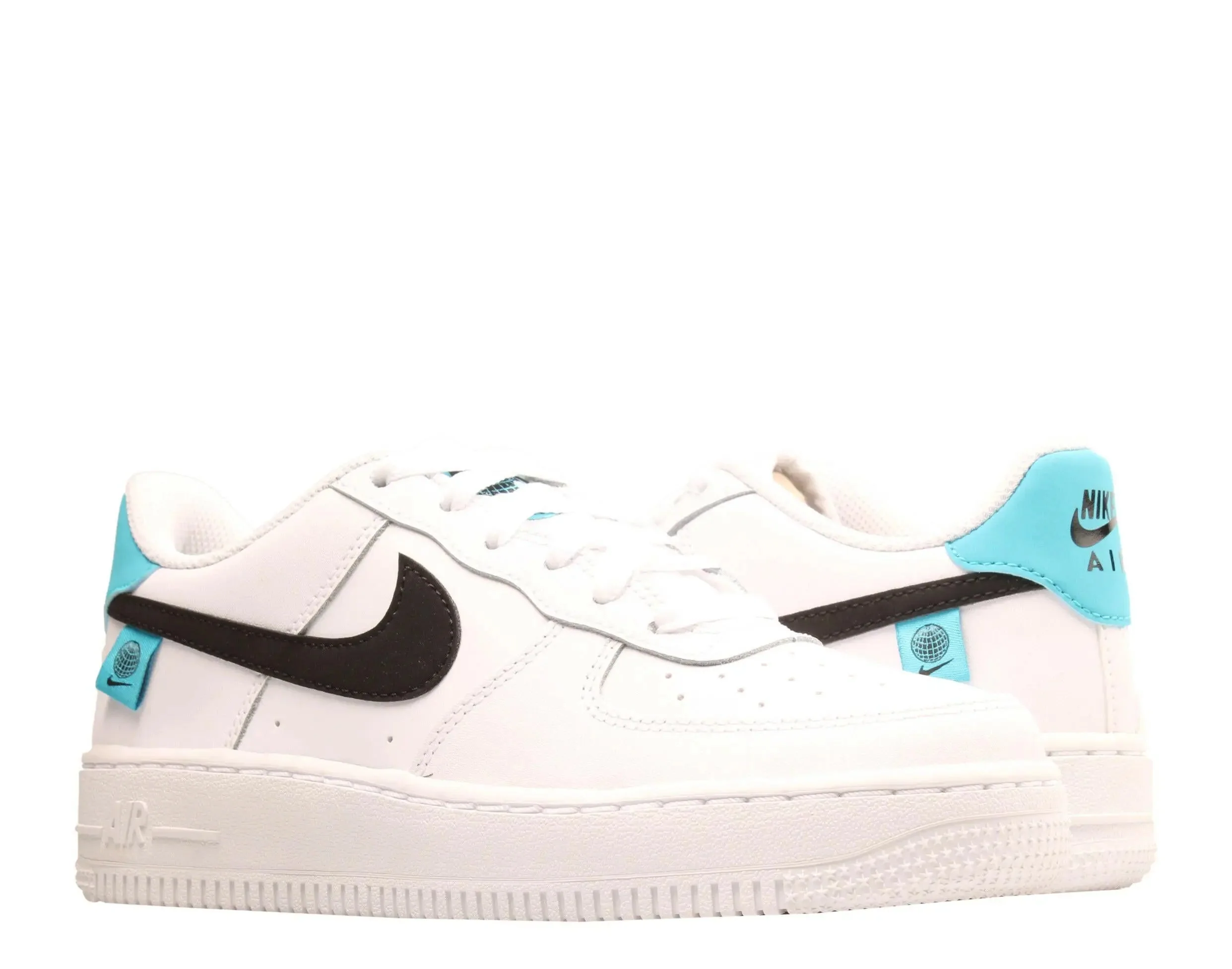 Nike Air Force 1 WW Big Kids Basketball Shoes White/Black-Blue Fury - Image 2