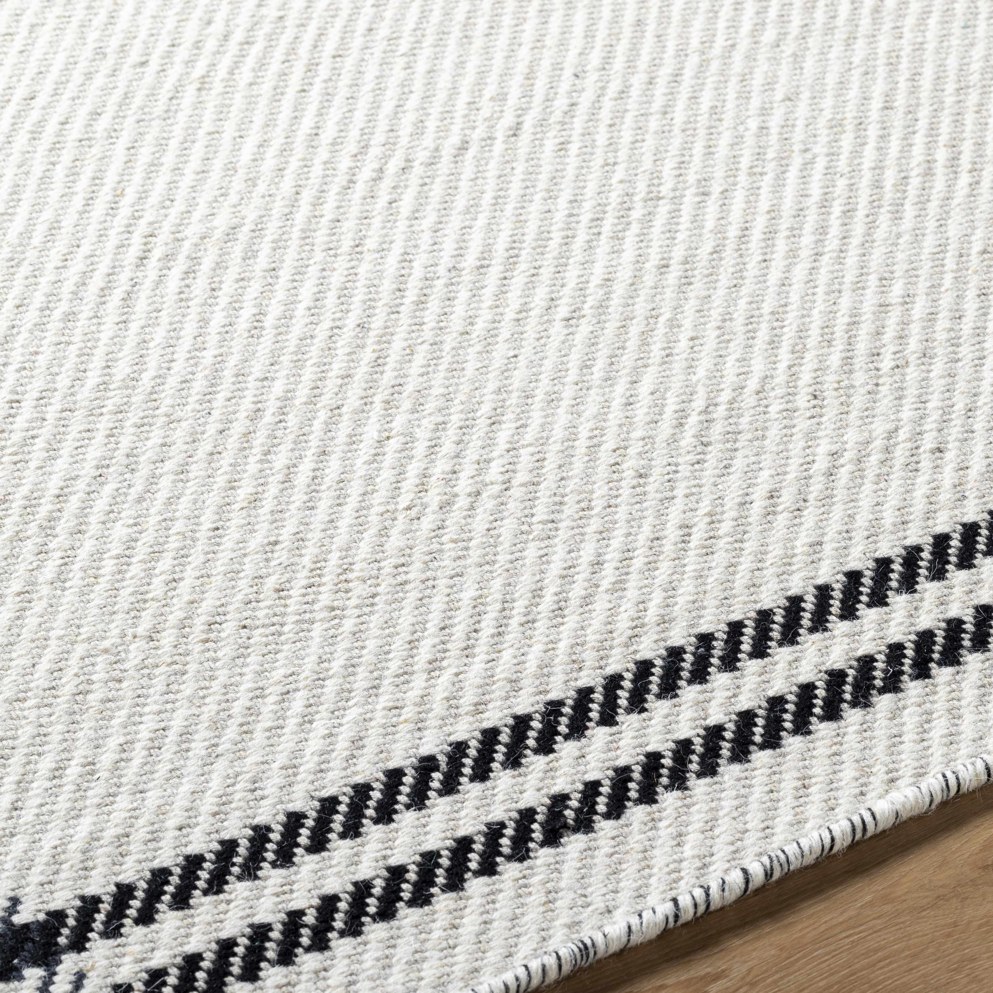 Nimue Cream & Blue Bordered Area Rug - Image 7