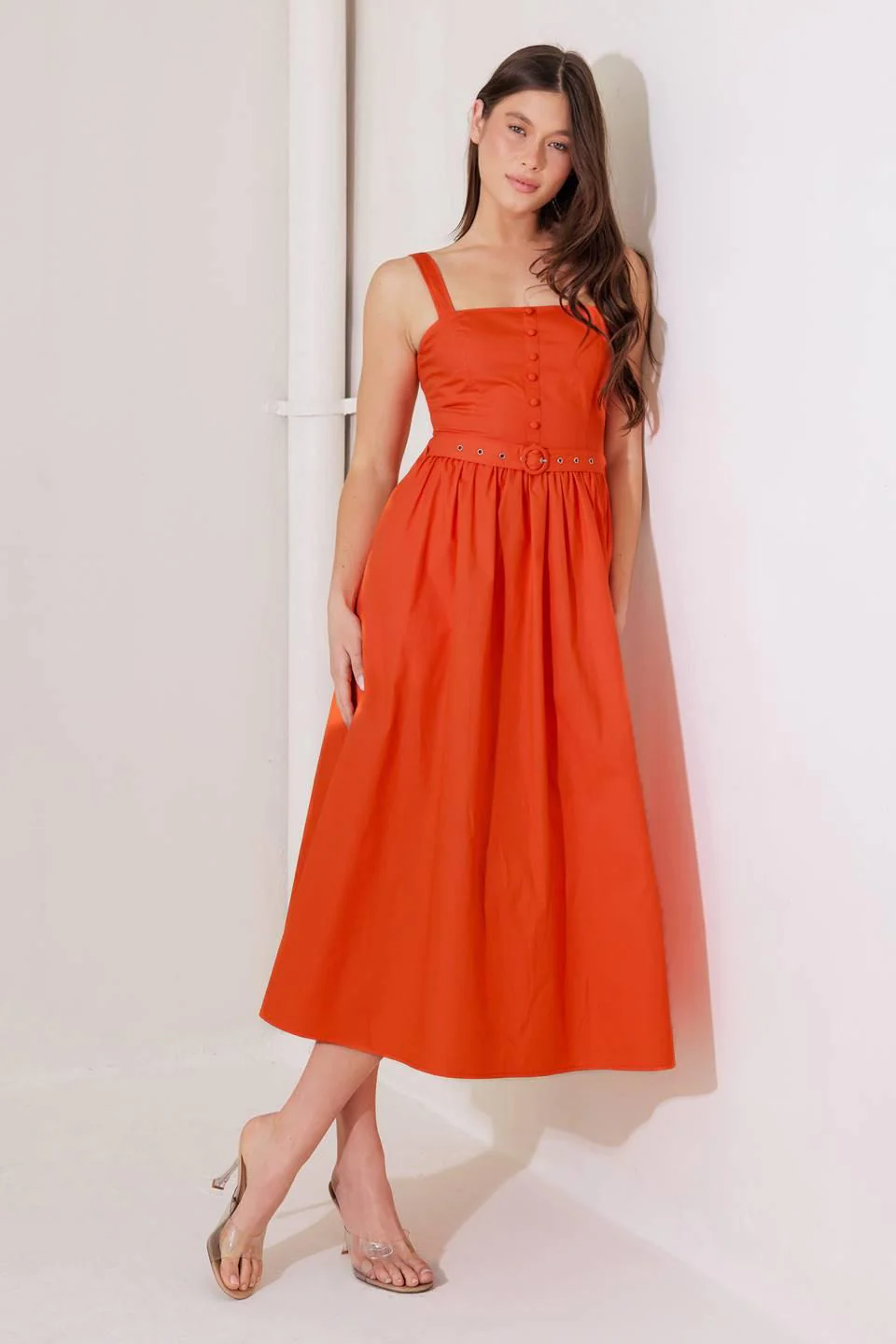No Timeline Tomato Woven Midi Dress - Image 7