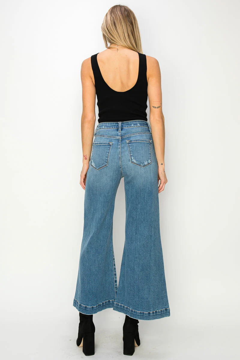 Noa High Rise Crop Palazzo Jeans - Image 5