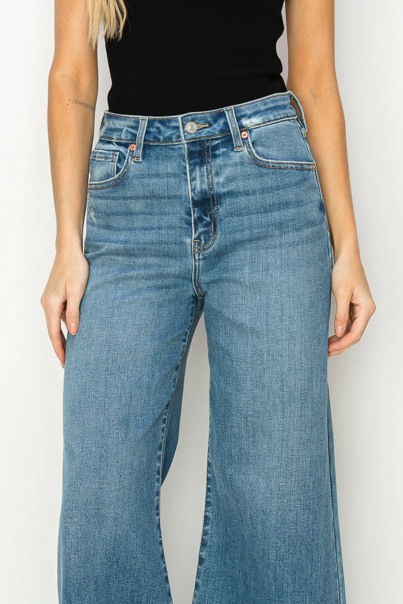 Noa High Rise Crop Palazzo Jeans - Image 6