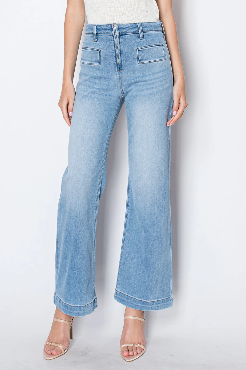Noemi Eco Friendly Front Pocket Detail High Rise Flare Jeans - Image 11