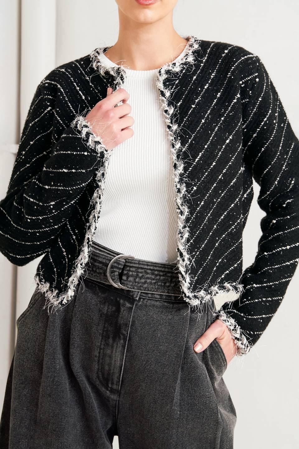 Noir Linear Sweater Knit Jacket - Image 7