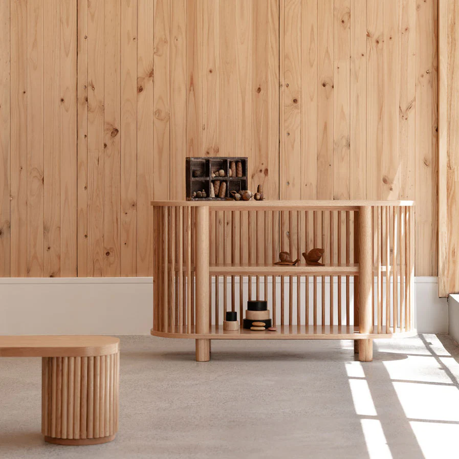 Oak Two Tiered Fluted Shelf - Image 2