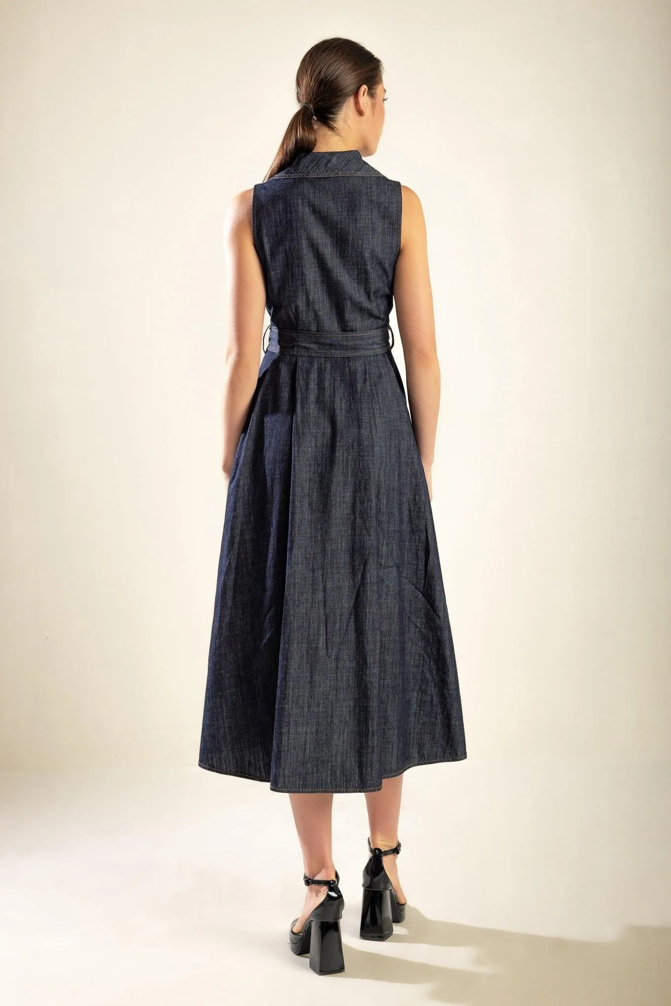 Oasis of Calm Rigid Denim Midi Dress - Image 4