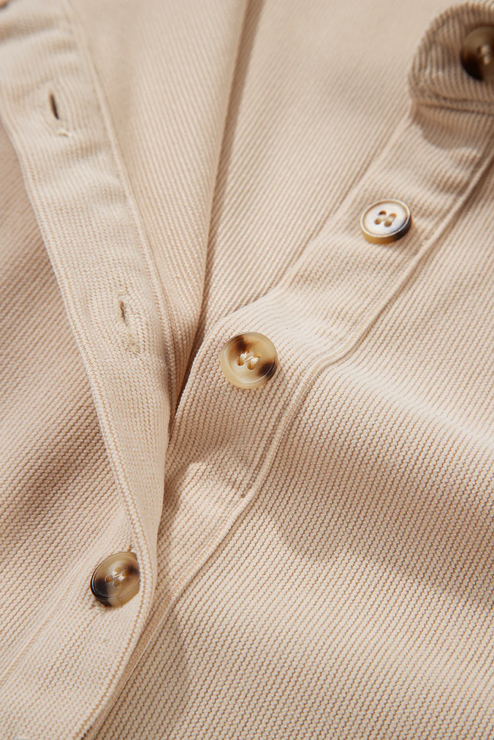 Oatmeal Corduroy Half Button Collared Long Sleeve Mini Dress - Image 8
