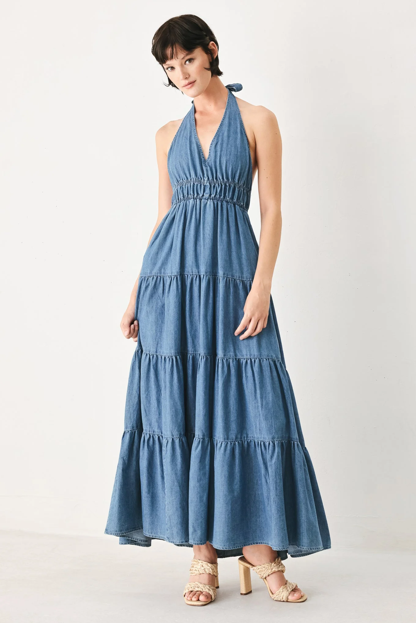 Ocean Sky Denim Midi Dress - Image 3