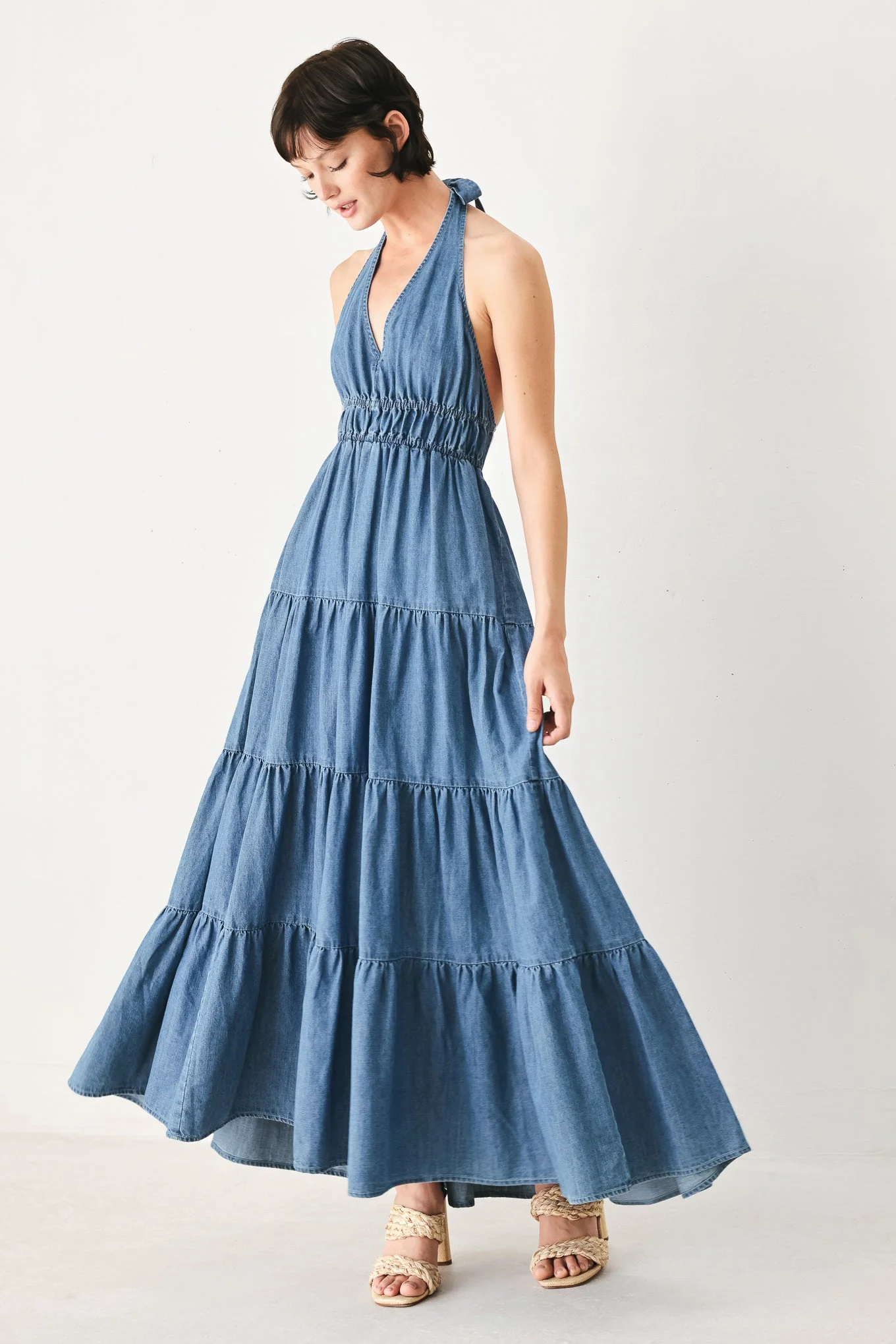 Ocean Sky Denim Midi Dress - Image 5
